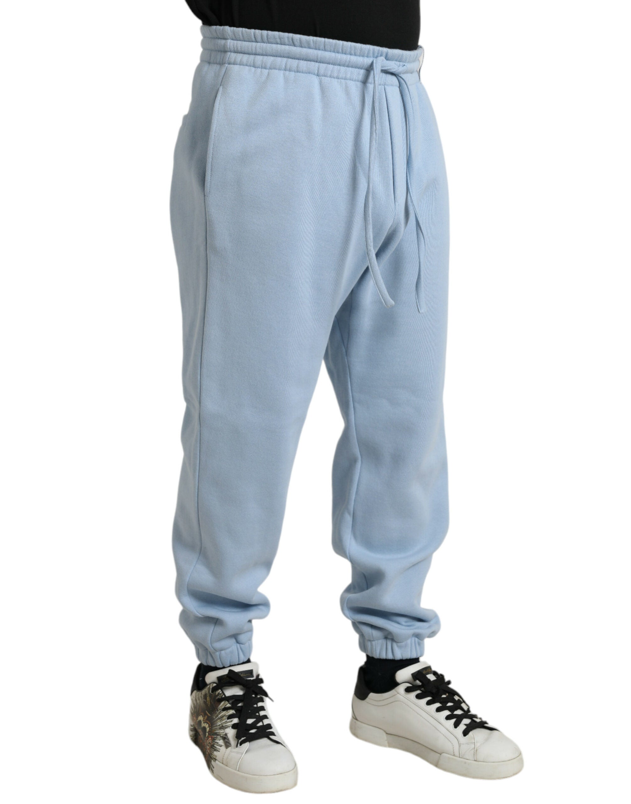 Light Blue Cotton Sweatpants Men Jogger Pants - ventzia