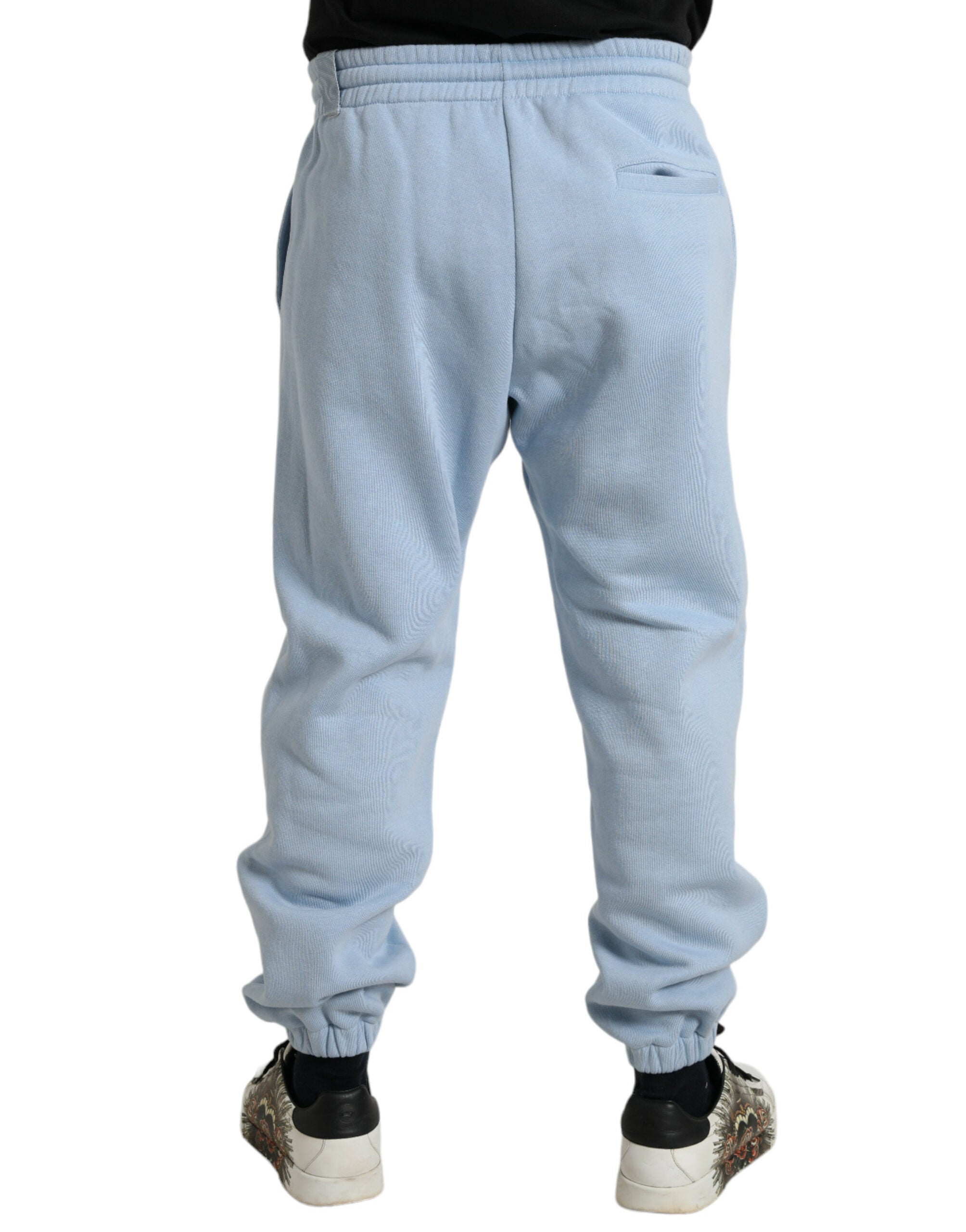 Light Blue Cotton Sweatpants Men Jogger Pants - ventzia