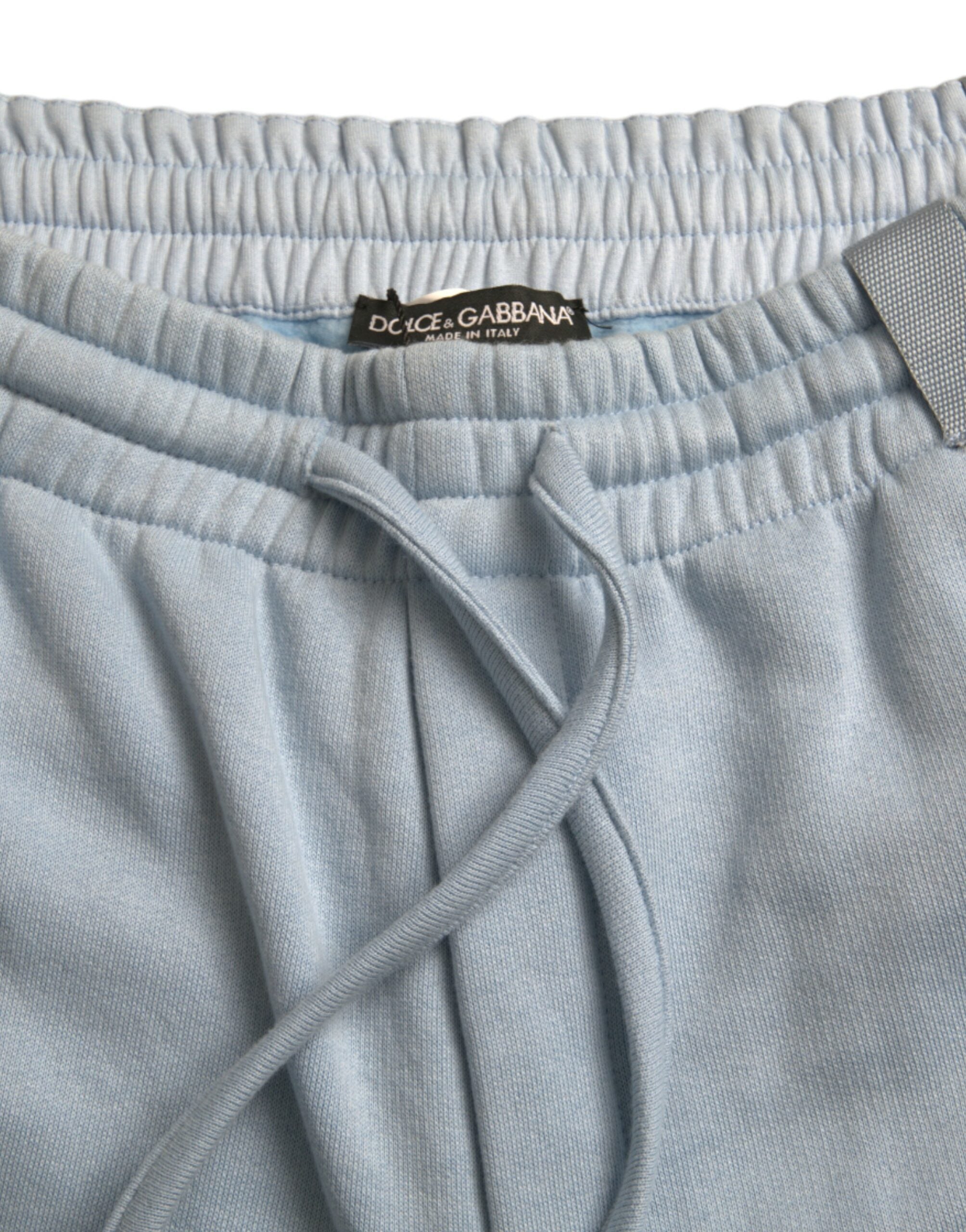 Light Blue Cotton Sweatpants Men Jogger Pants - ventzia