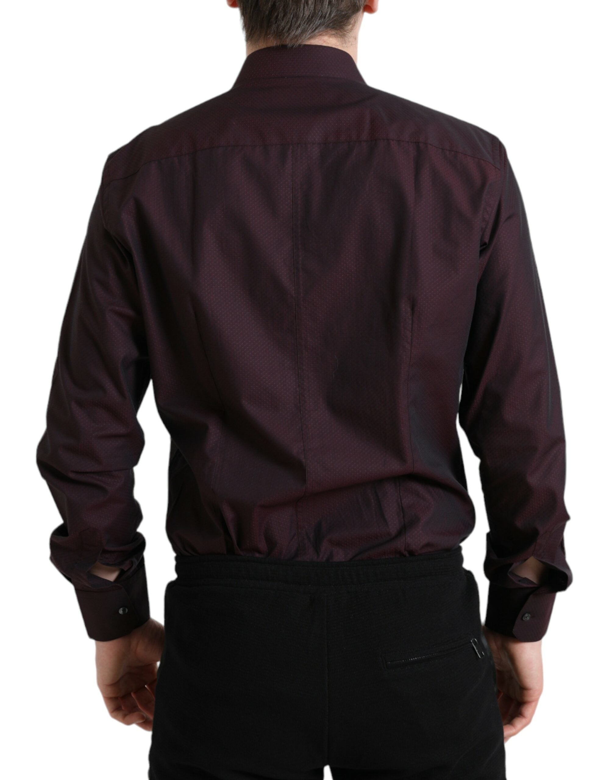 Maroon Jacquard Formal Dress MARTINI Shirt - ventzia