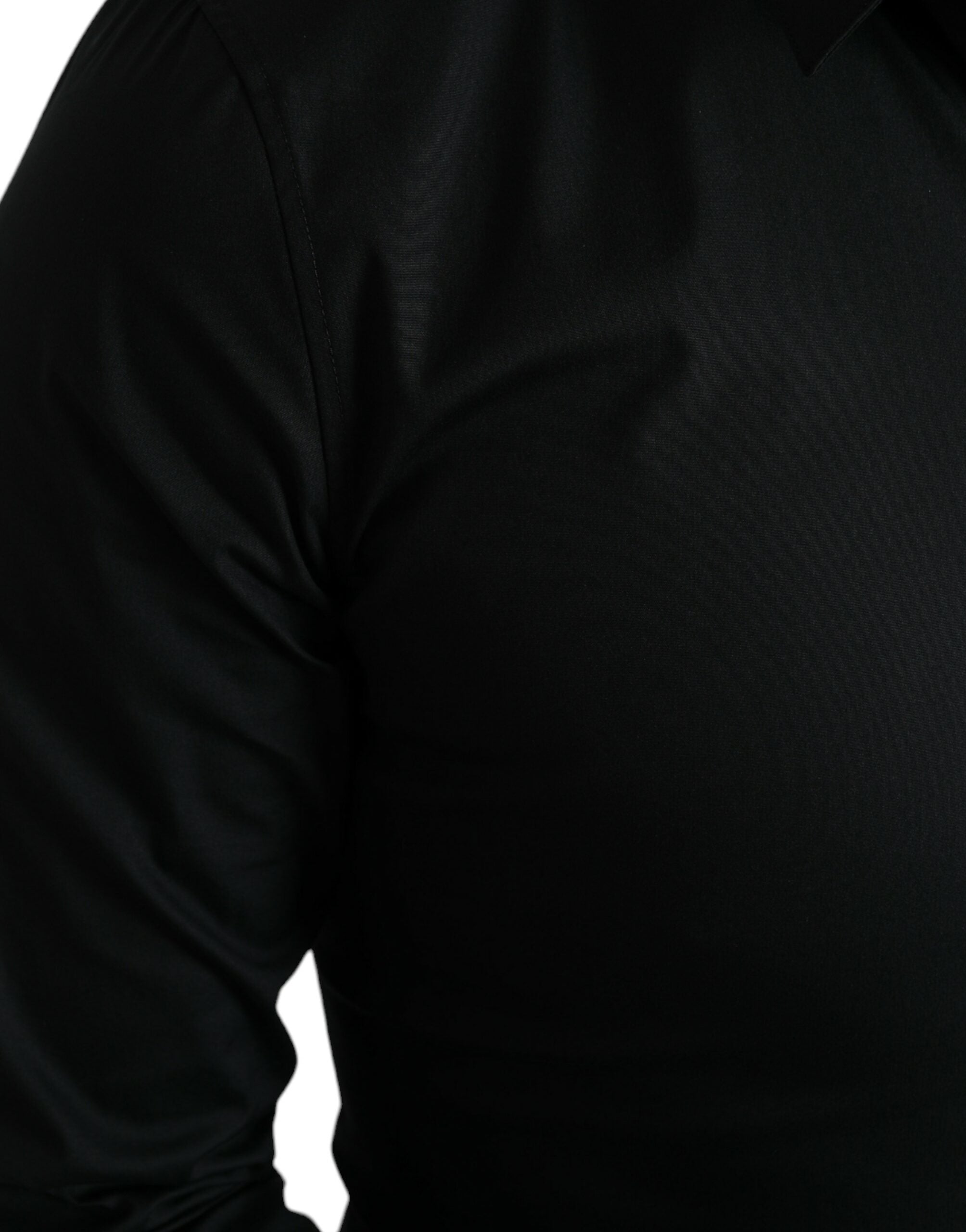 Black Cotton Stretch Slim Formal Dress Shirt - ventzia
