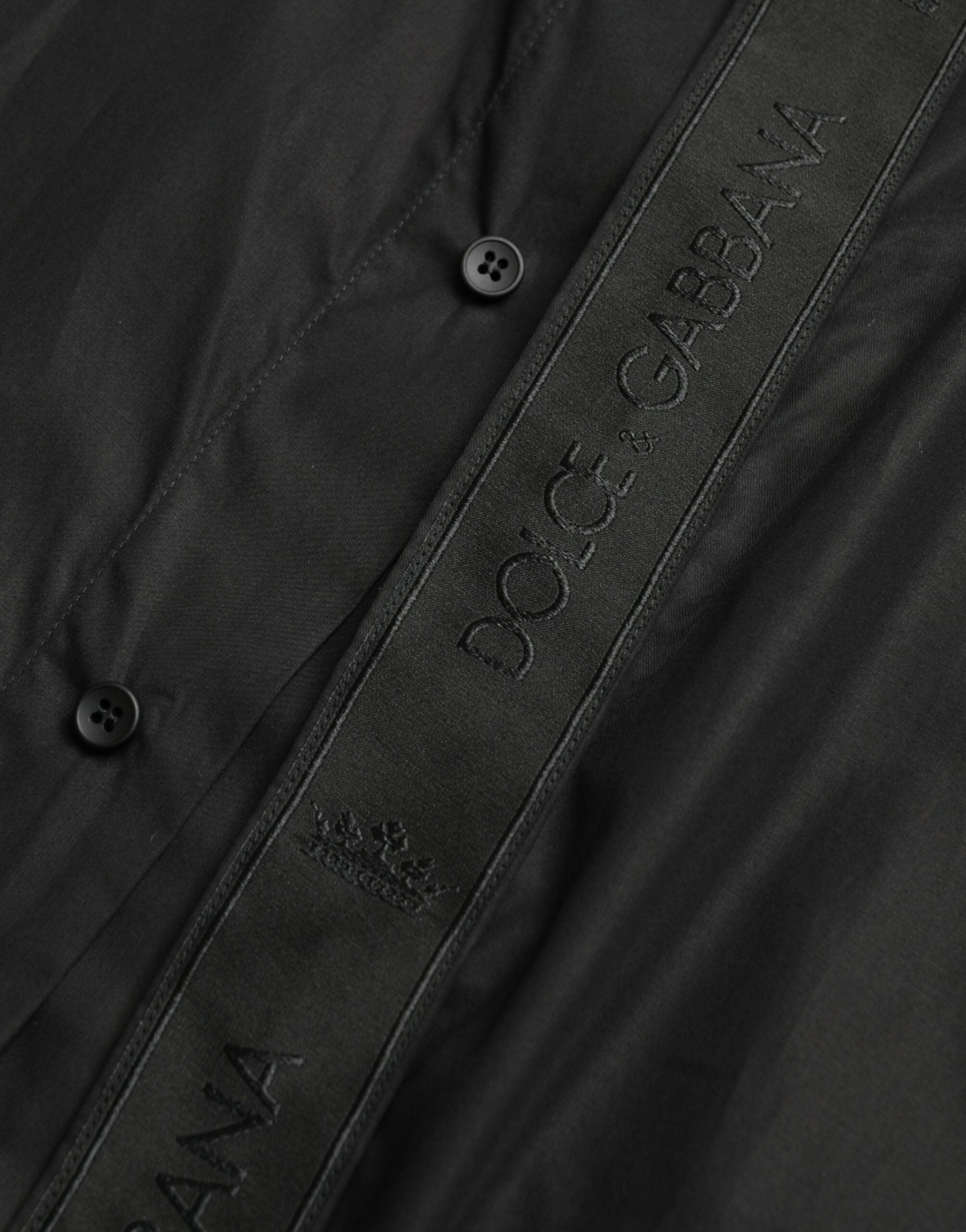 Black Cotton Logo Formal GOLD Dress Shirt - ventzia