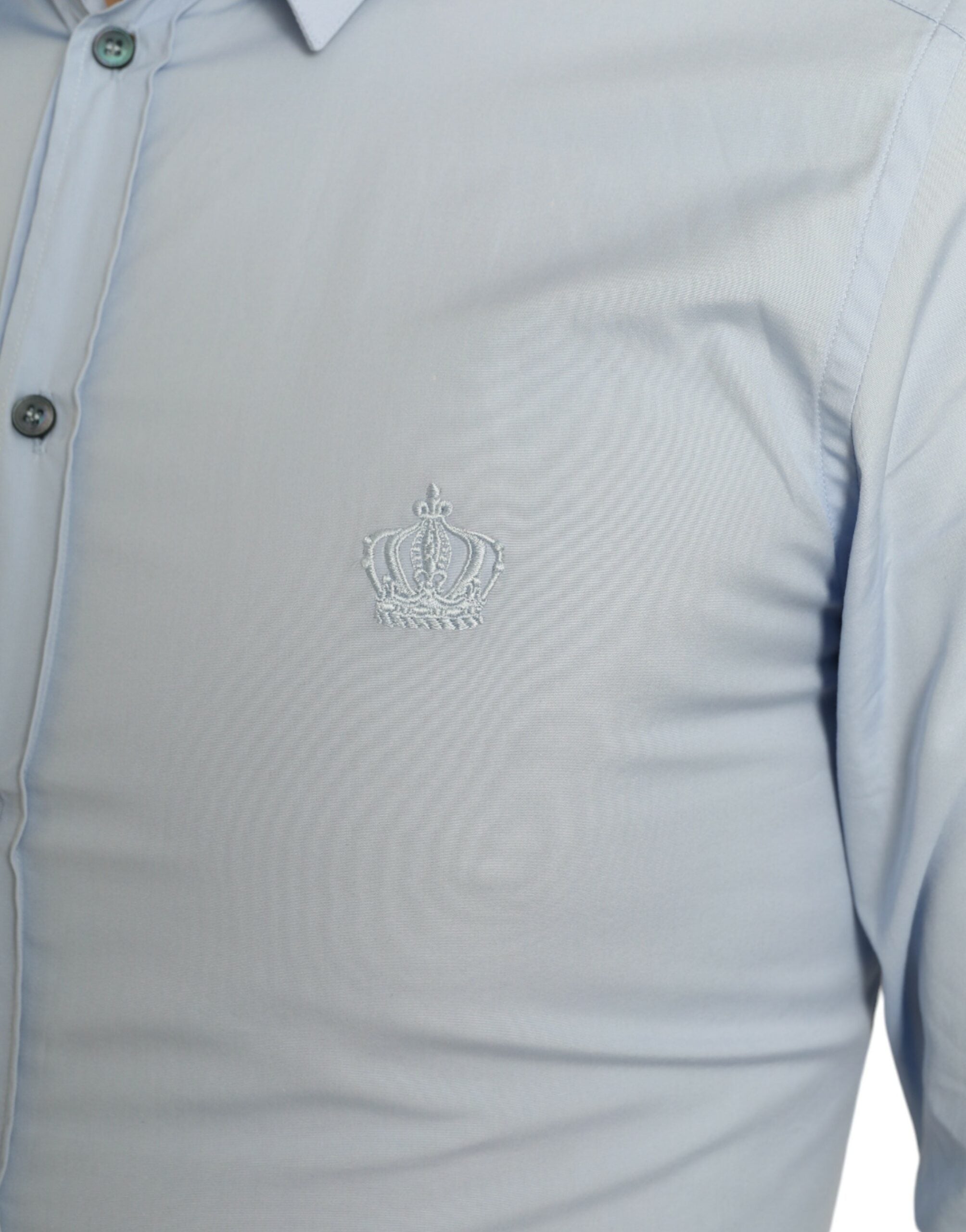 Sky Blue Cotton Men Formal GOLD Dress Shirt - ventzia
