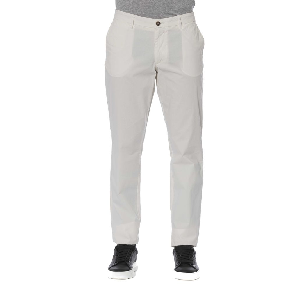 White Cotton Men's Trouser - ventzia
