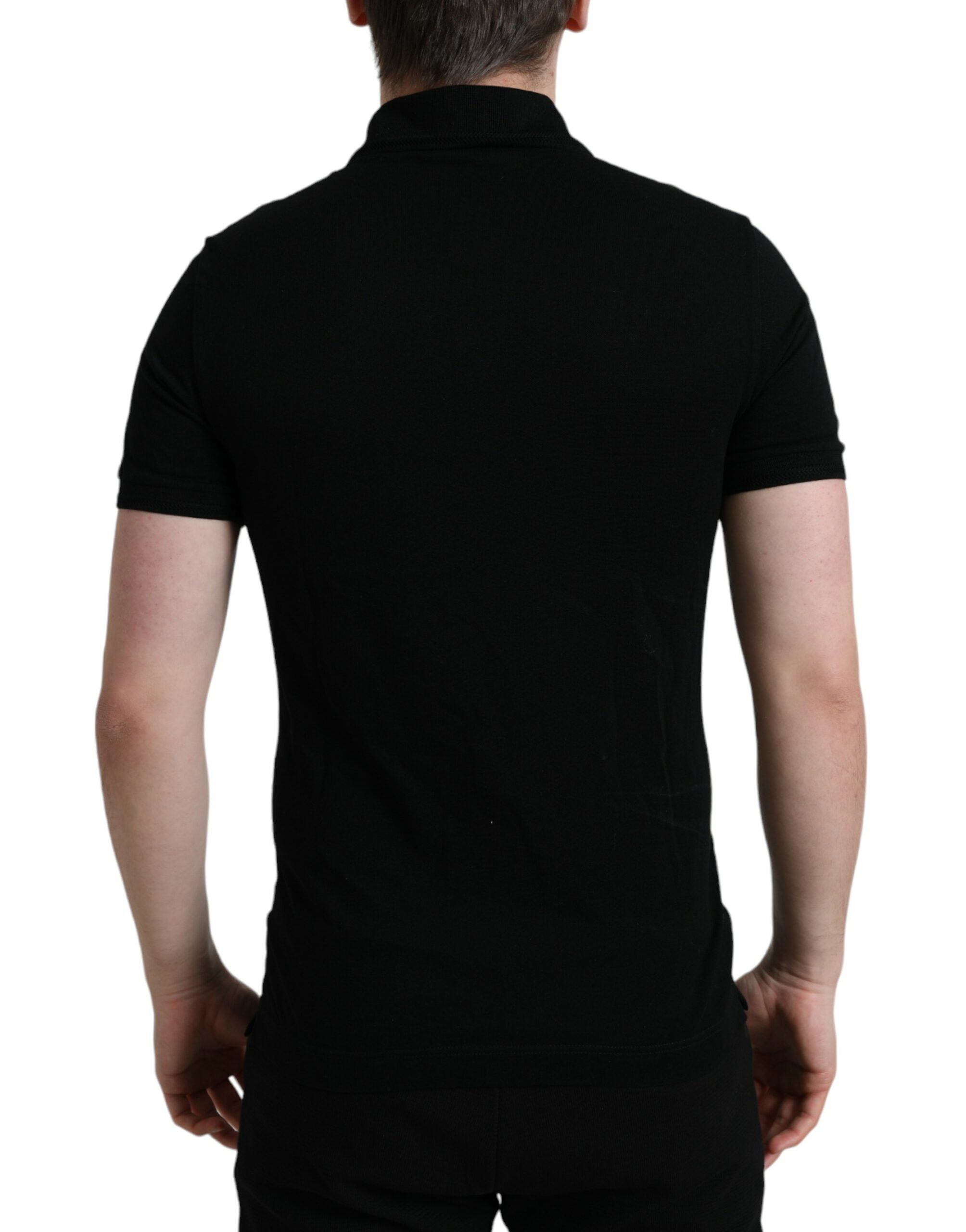 Black Logo Collared Short Sleeve T-shirt - ventzia