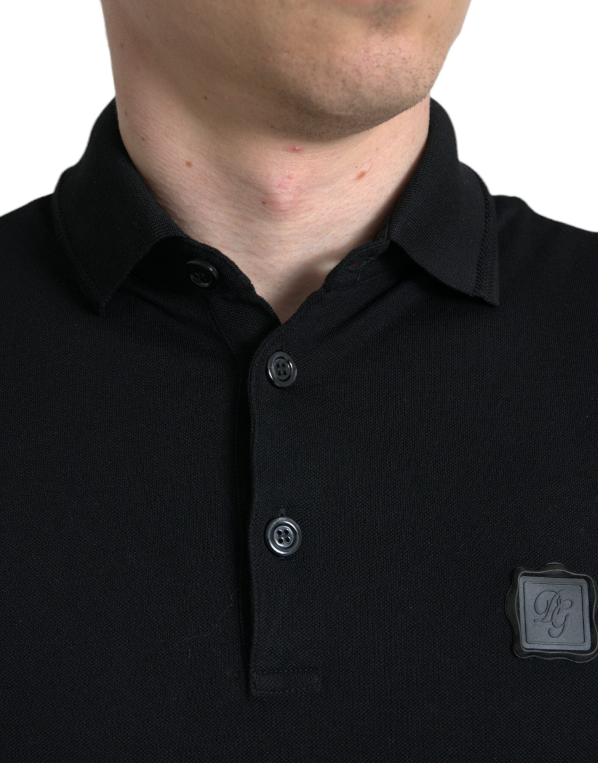 Black Logo Collared Short Sleeve T-shirt - ventzia