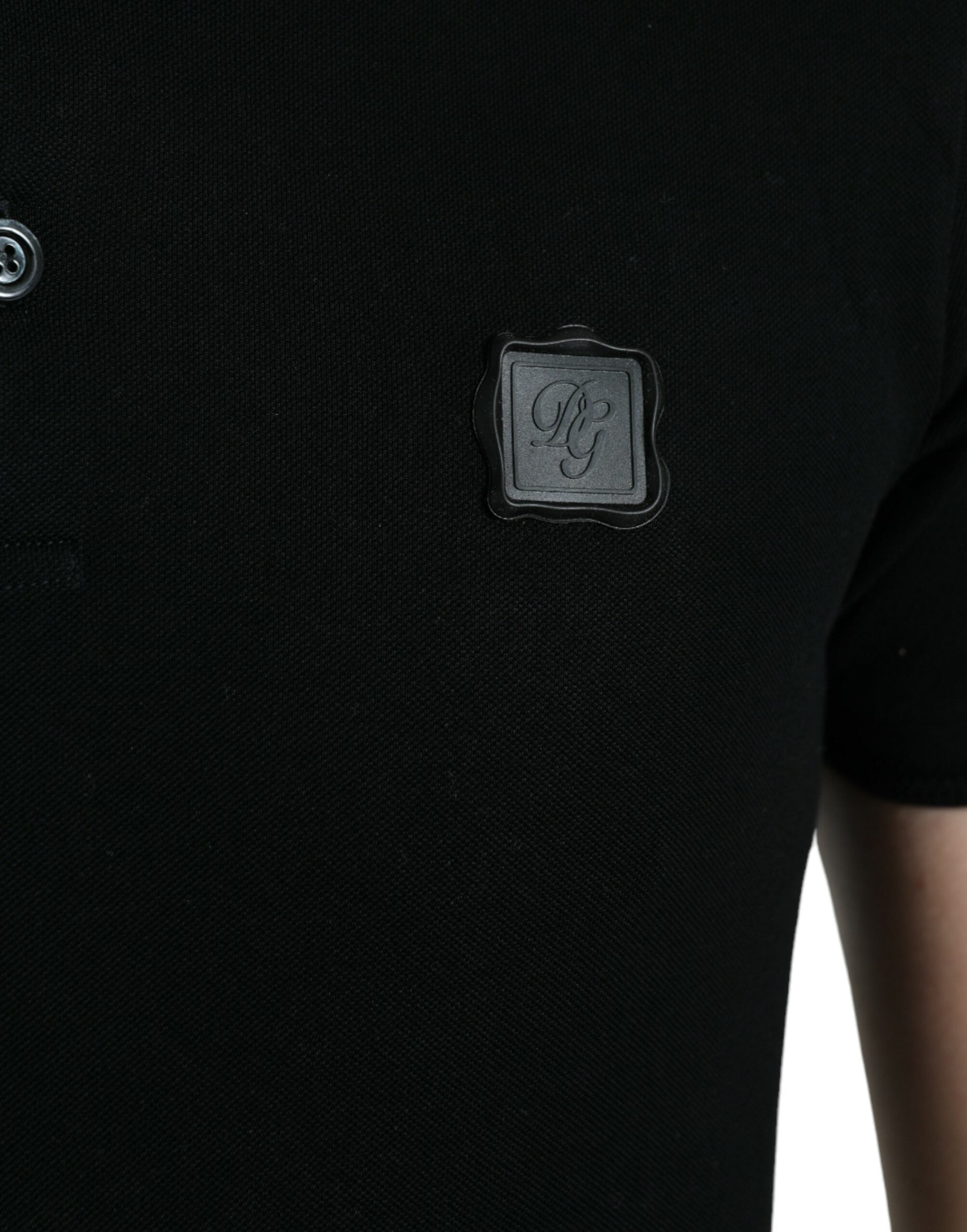 Black Logo Collared Short Sleeve T-shirt - ventzia