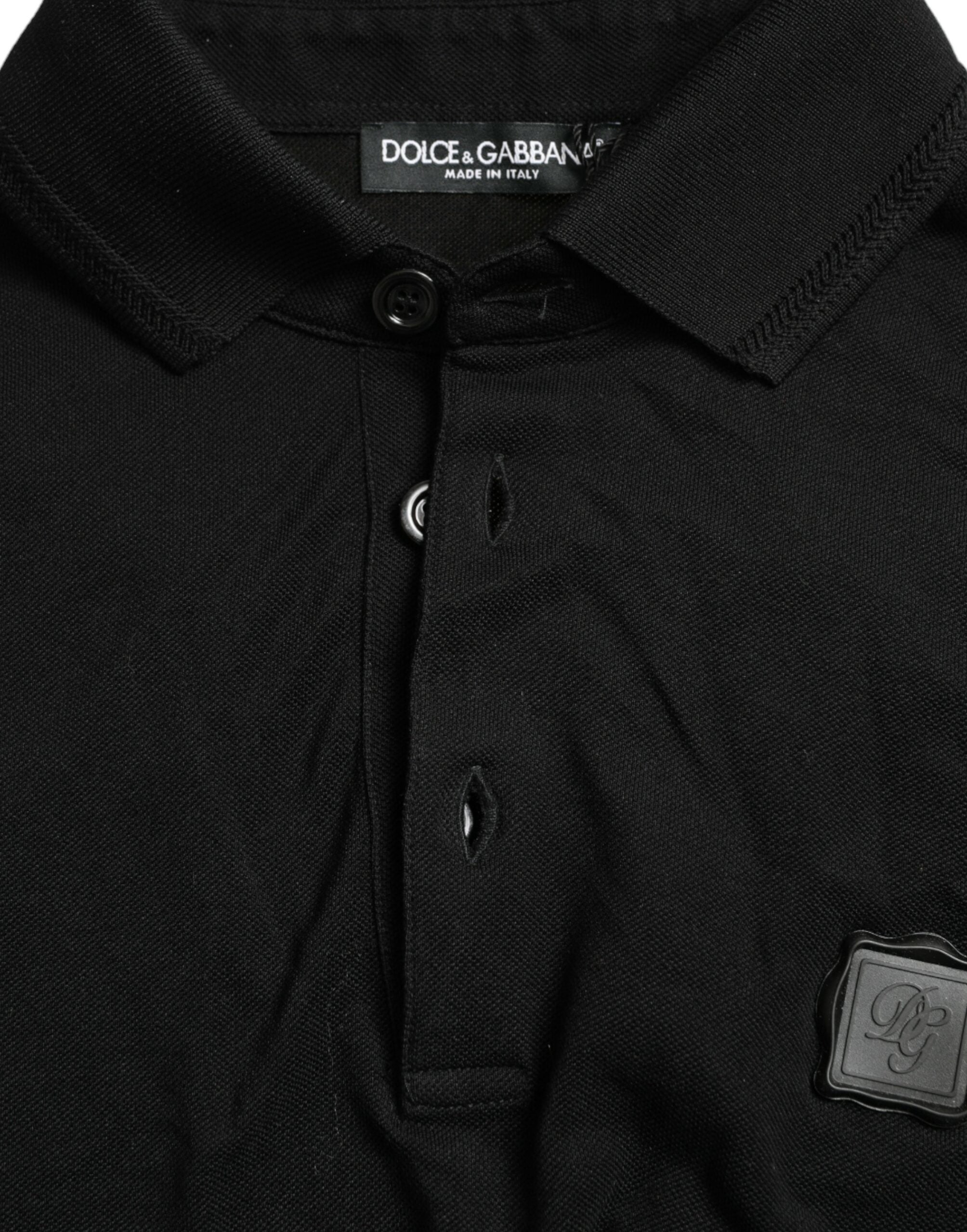 Black Logo Collared Short Sleeve T-shirt - ventzia