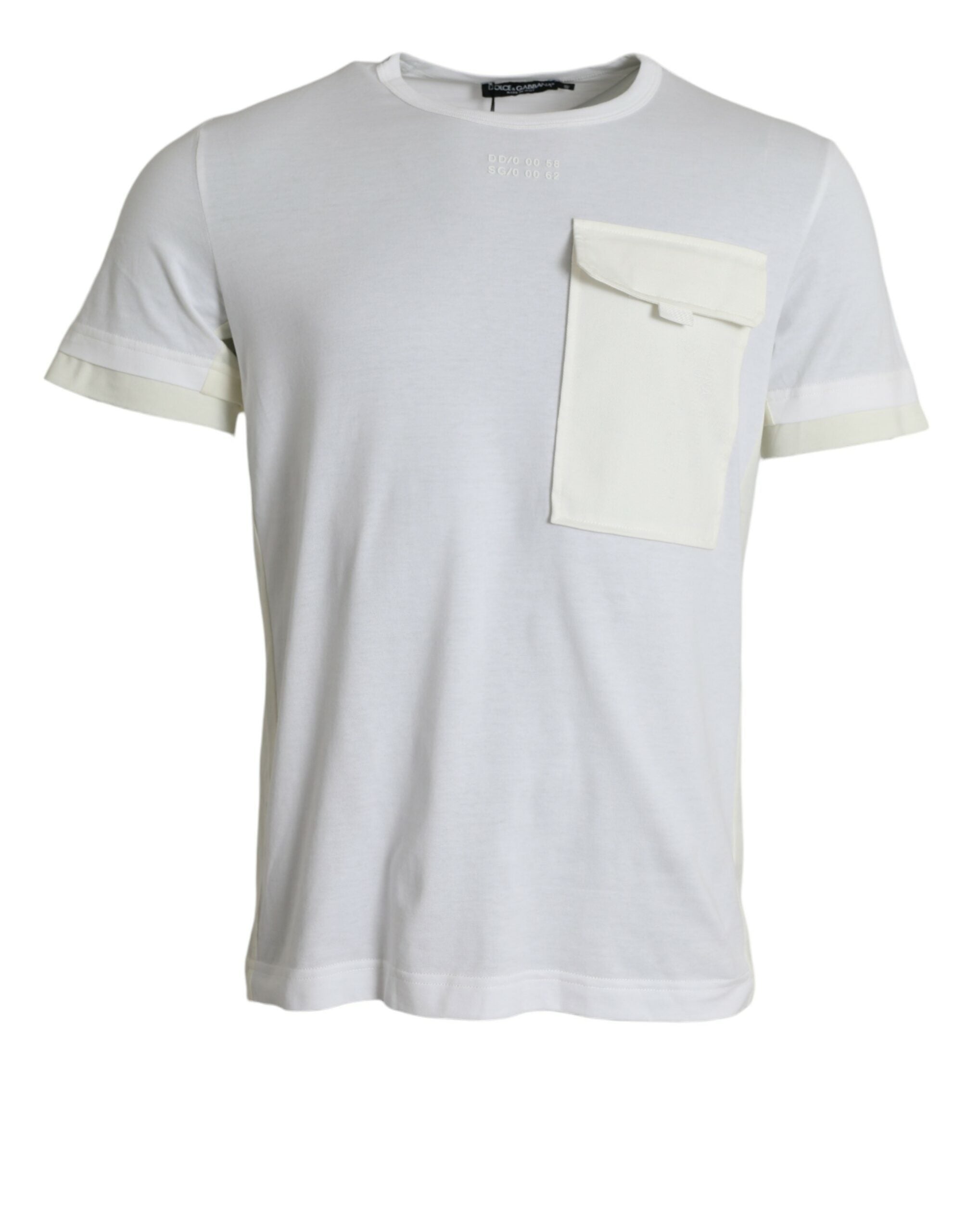White Cotton Pocket Short Sleeves T-shirt - ventzia