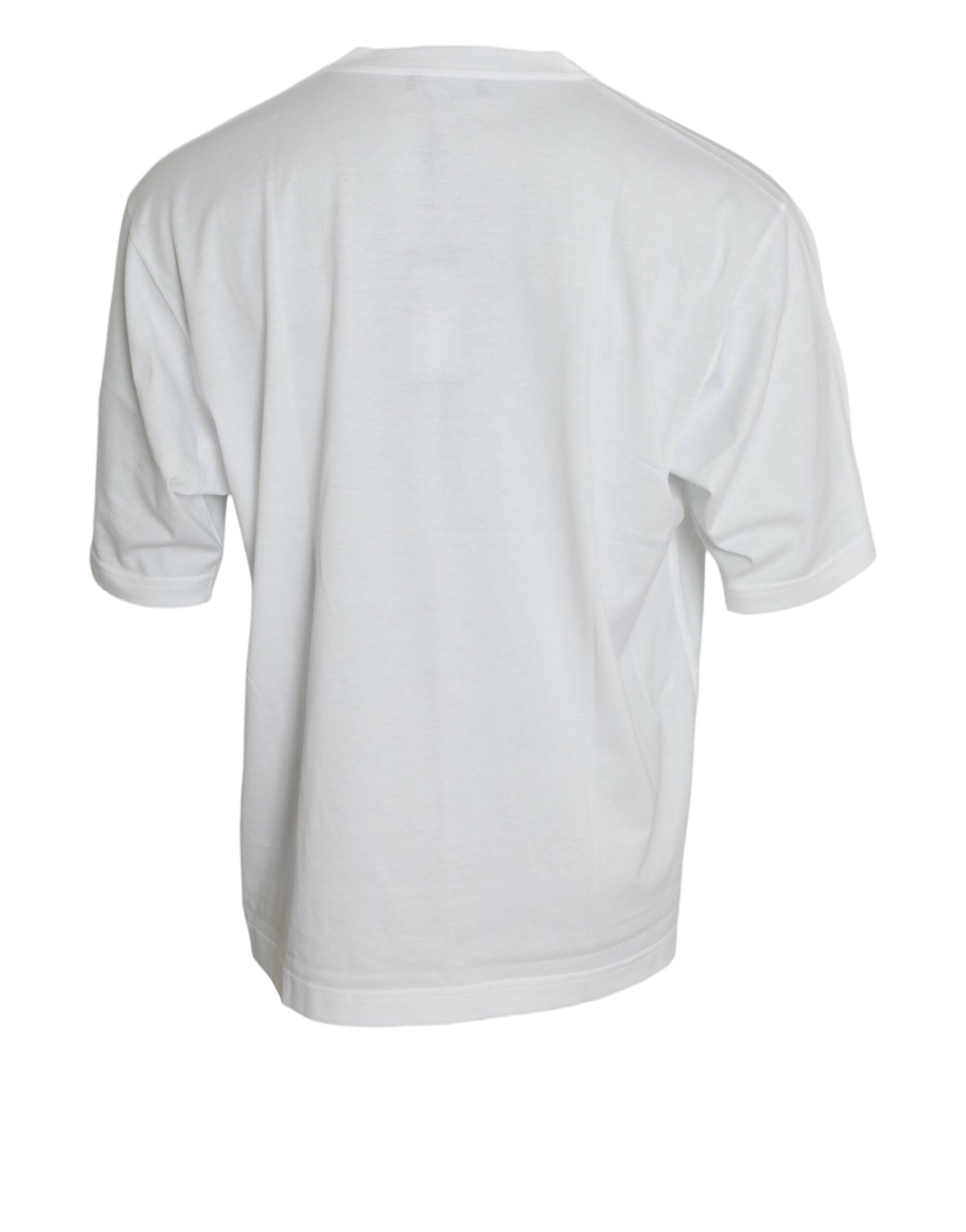 White Cotton Short Sleeves Crewneck T-shirt - ventzia