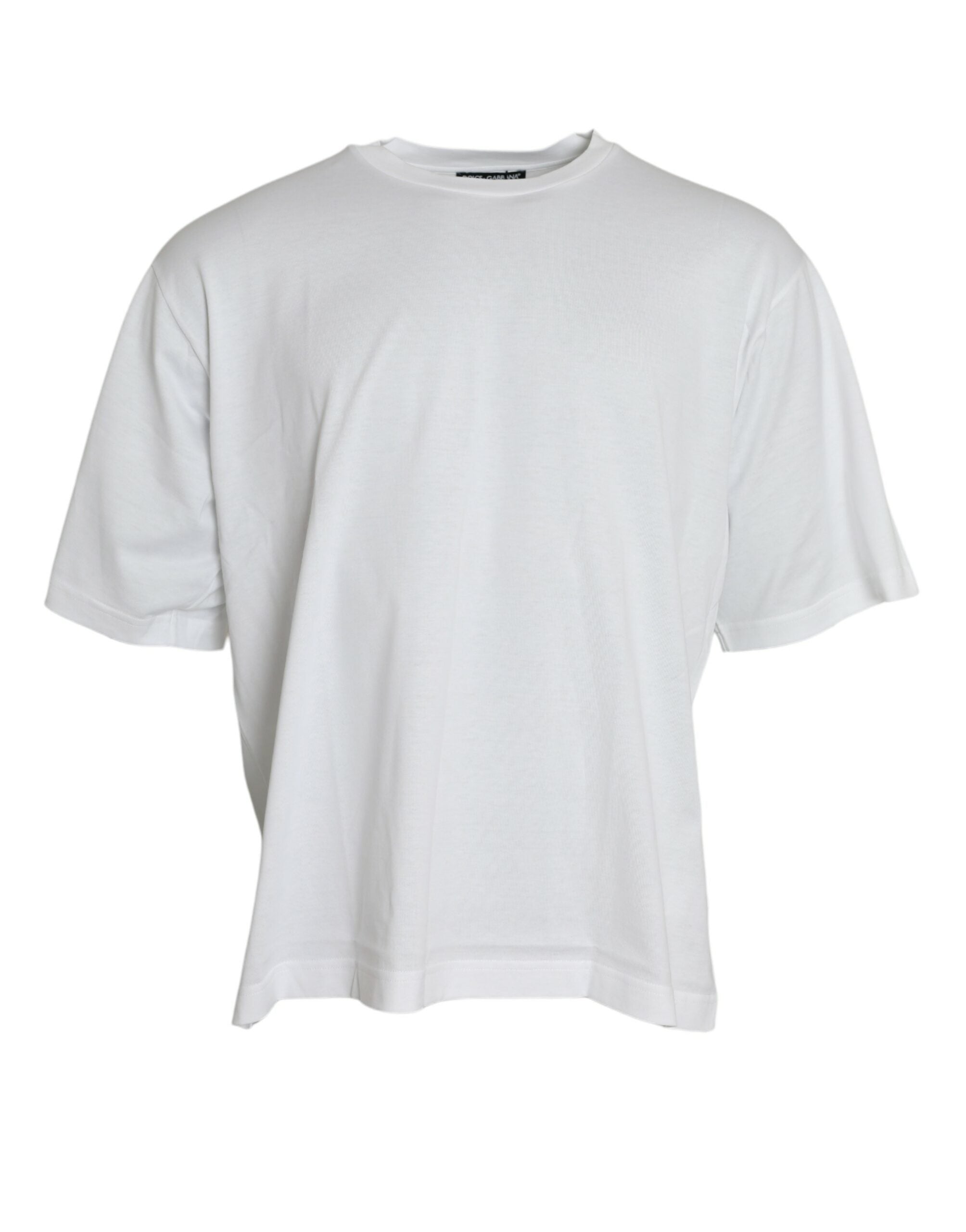 White Cotton Short Sleeves Crewneck T-shirt - ventzia