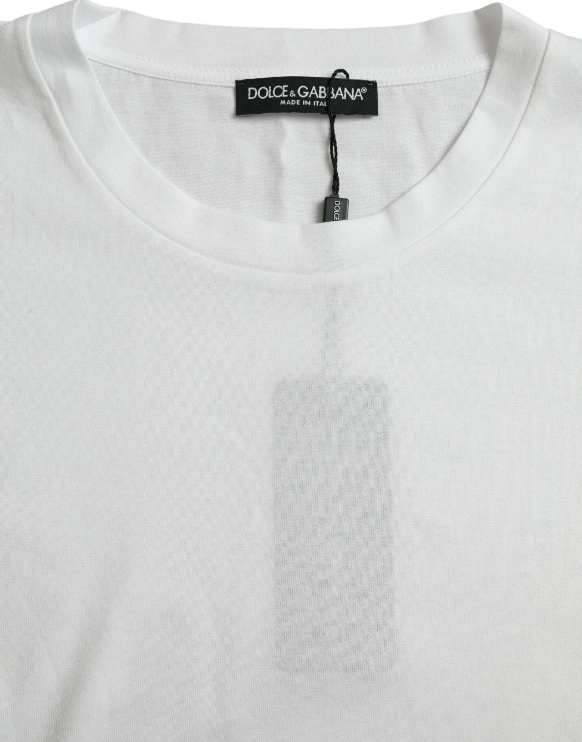 White Cotton Short Sleeves Crewneck T-shirt - ventzia