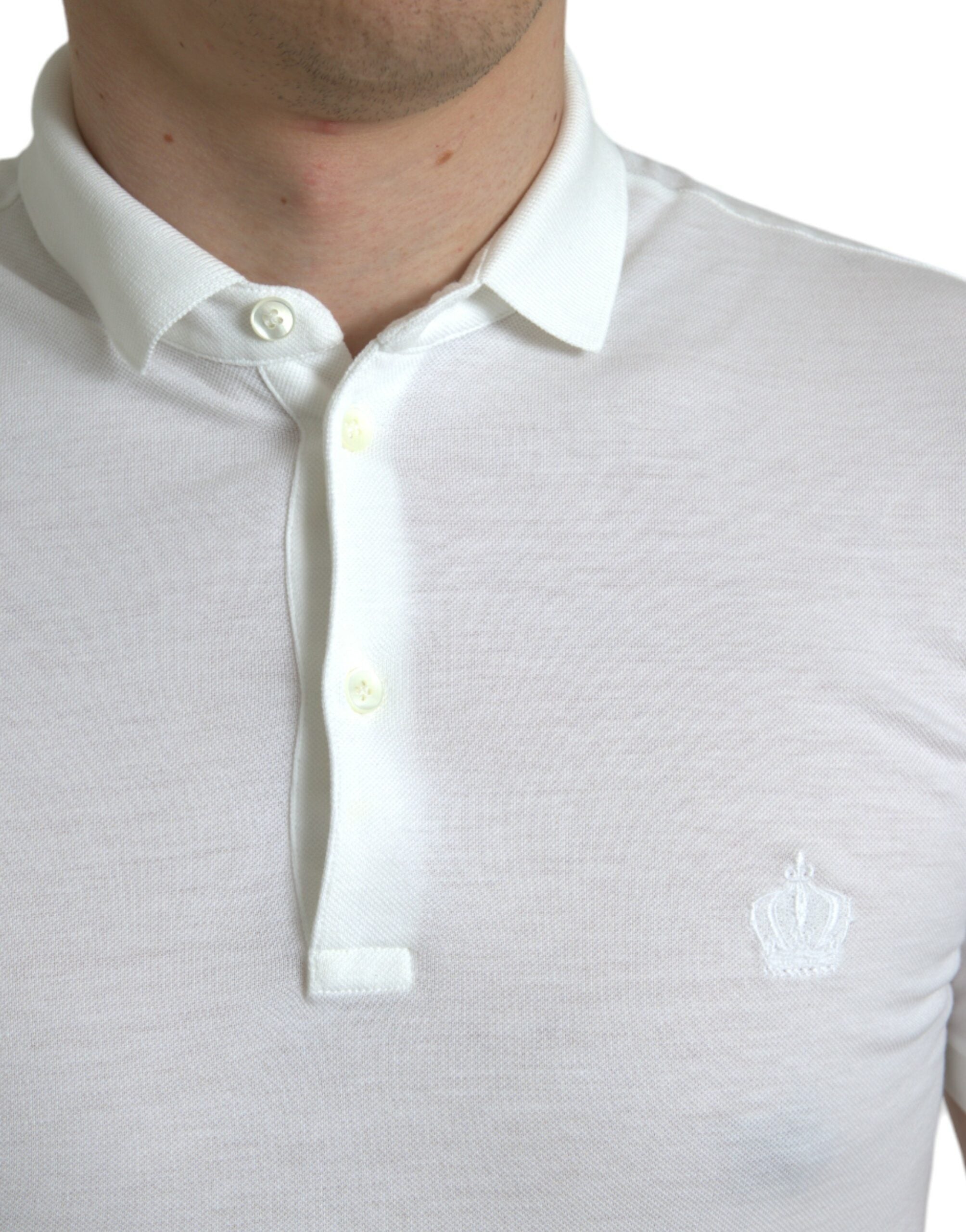 White Collared Short Sleeve Crown T-shirt - ventzia