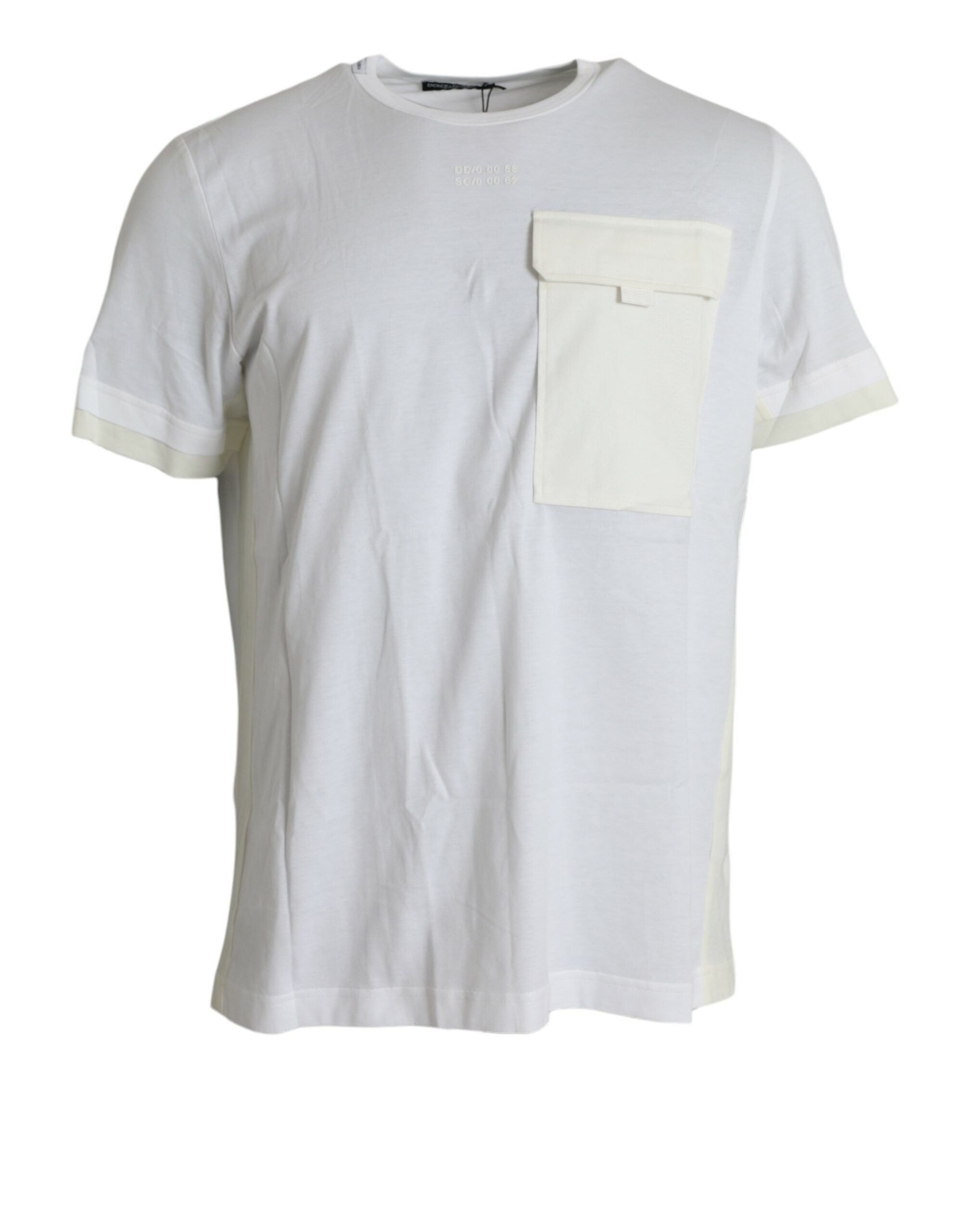 White Cotton Pocket Short Sleeves T-shirt - ventzia