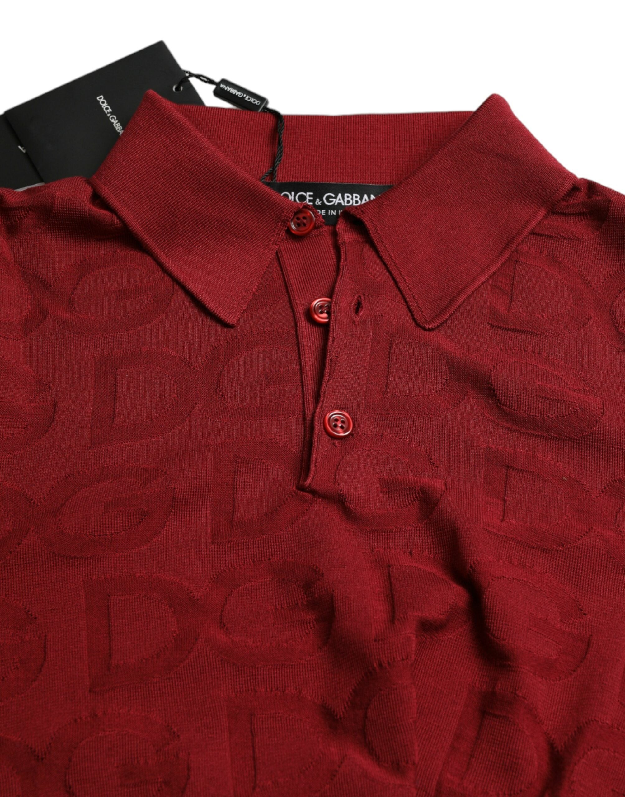 Maroon Collared Short Sleeve Silk T-shirt - ventzia