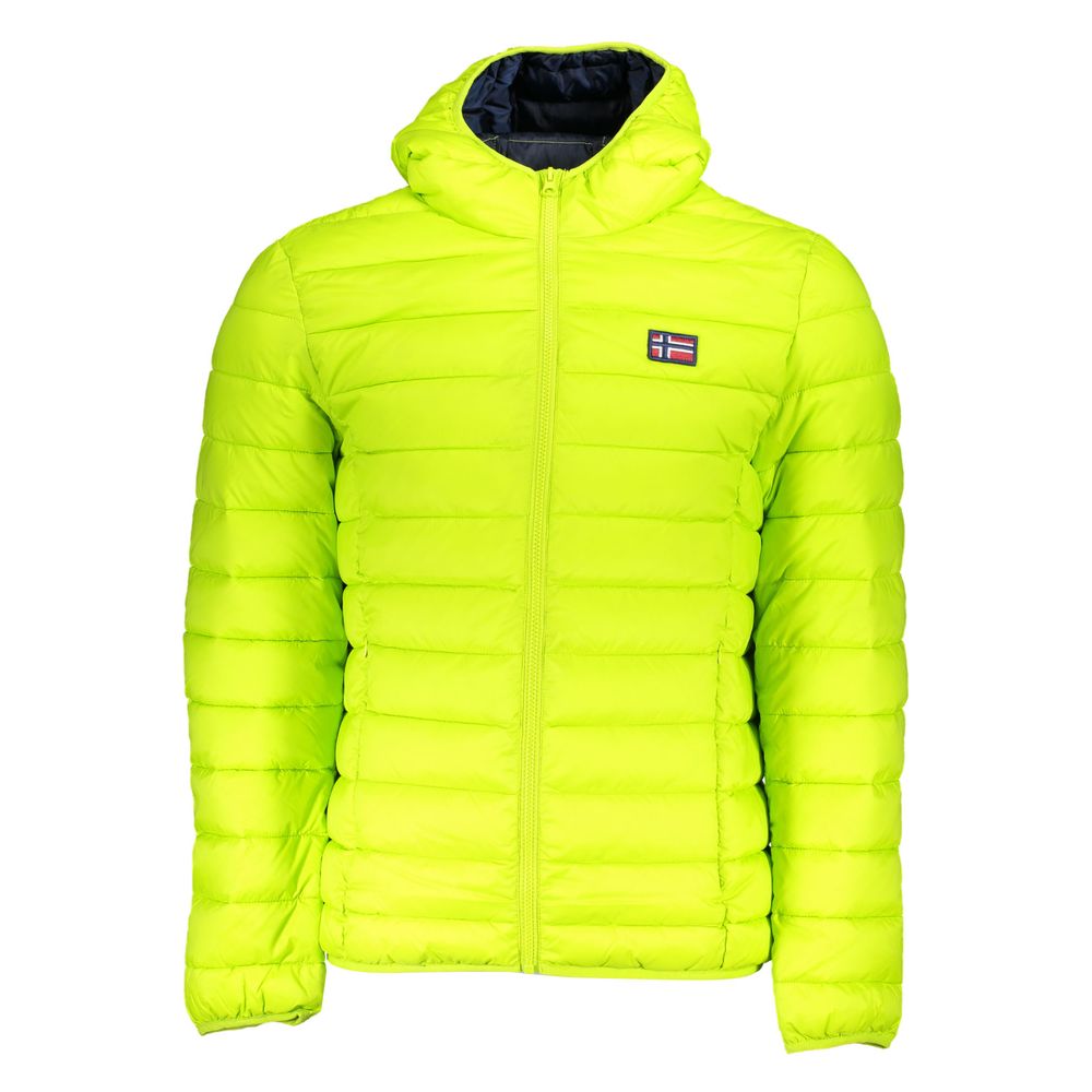 Chic Green Polyamide Hooded Jacket - ventzia