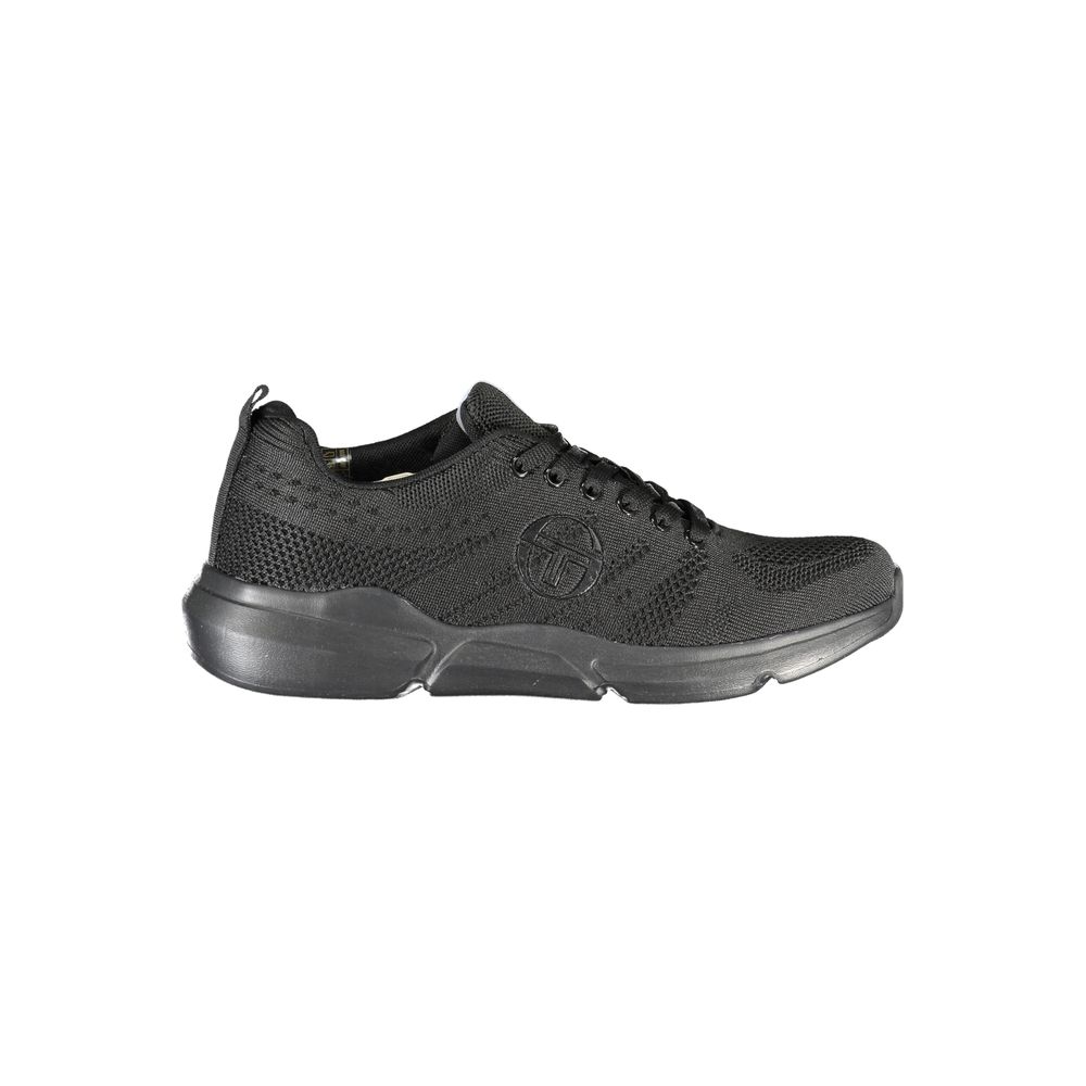 Sleek Black Lace-up Sneakers with Contrast Detailing - ventzia
