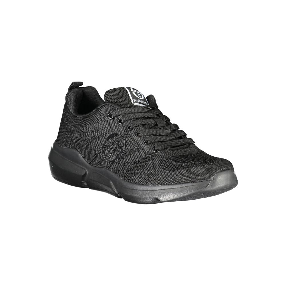 Sleek Black Lace-up Sneakers with Contrast Detailing - ventzia