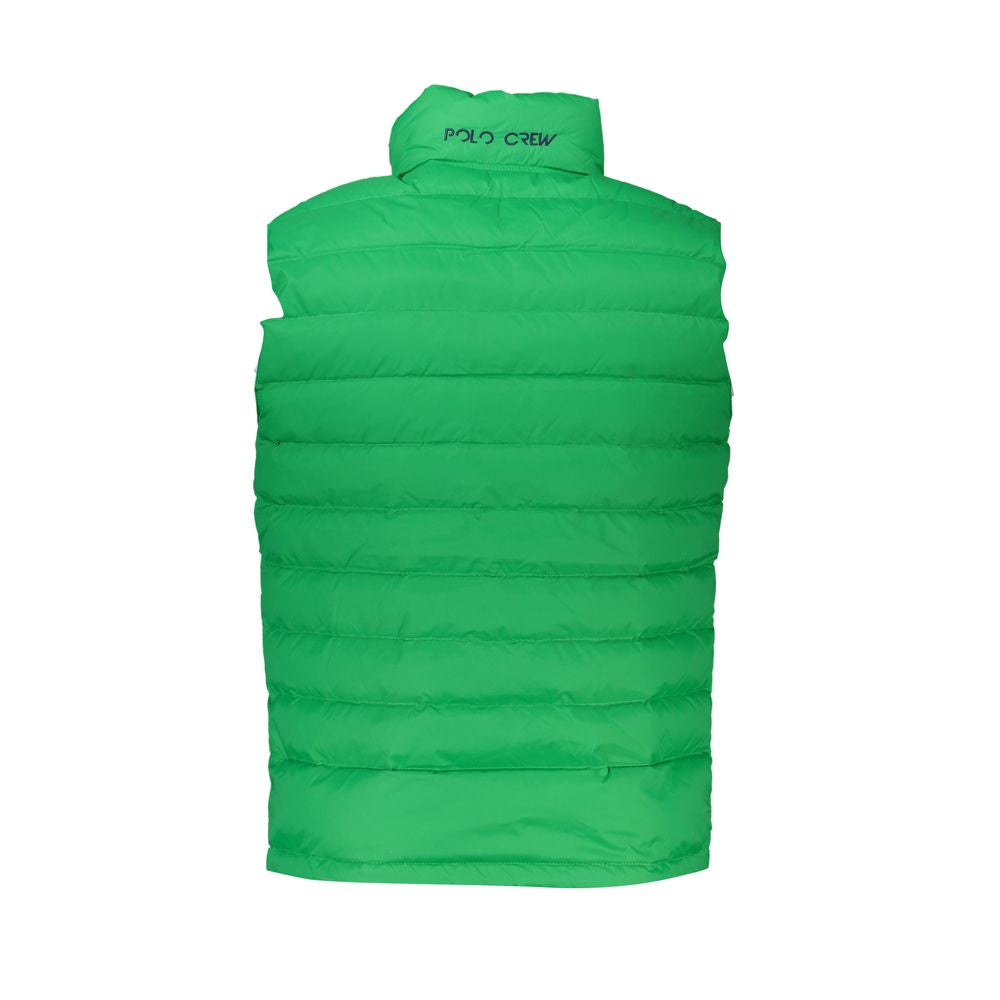 Sleek Sleeveless Green Jacket with Embroidery - ventzia
