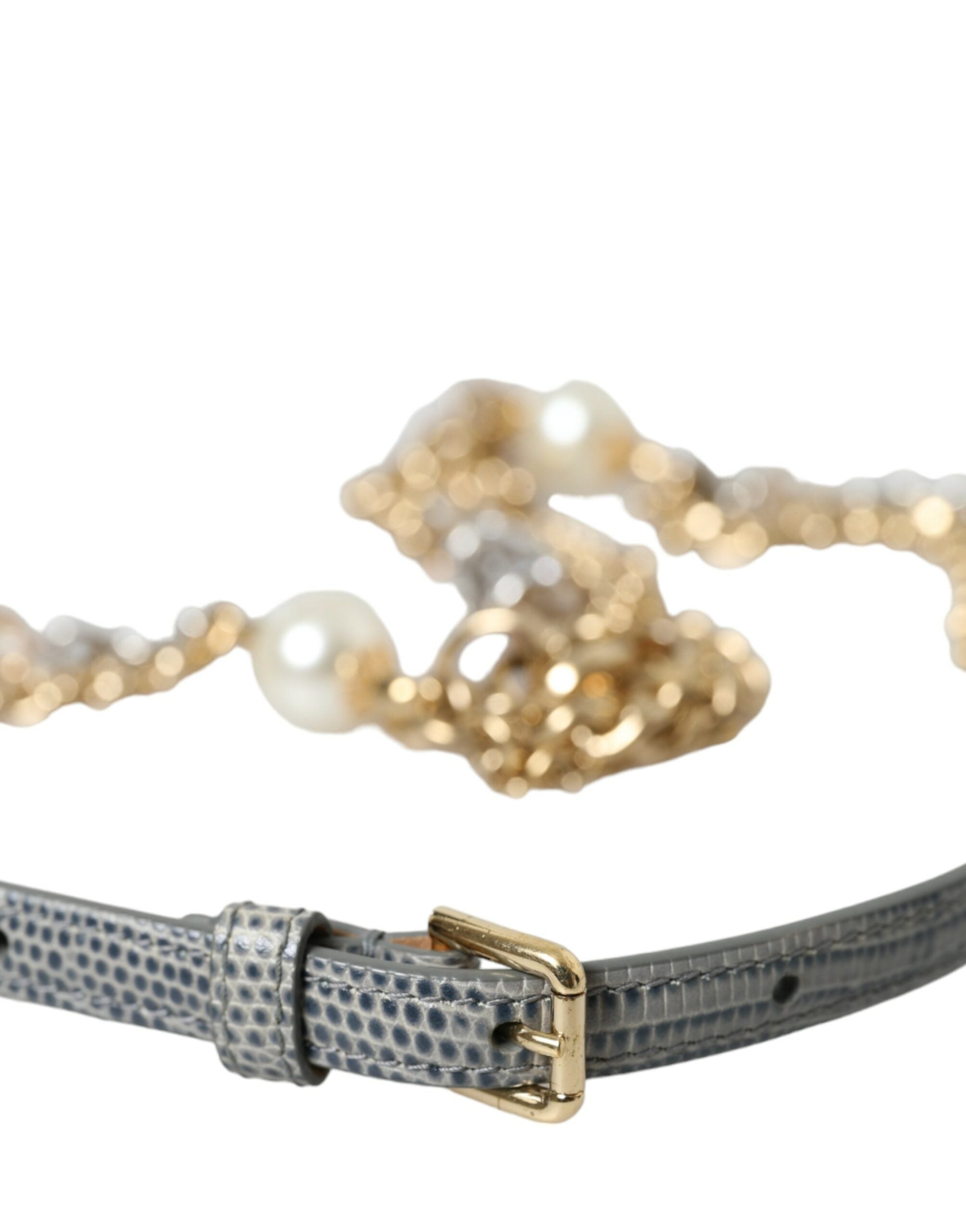 Blue Braided Gold Brass Chain Waist Belt - ventzia