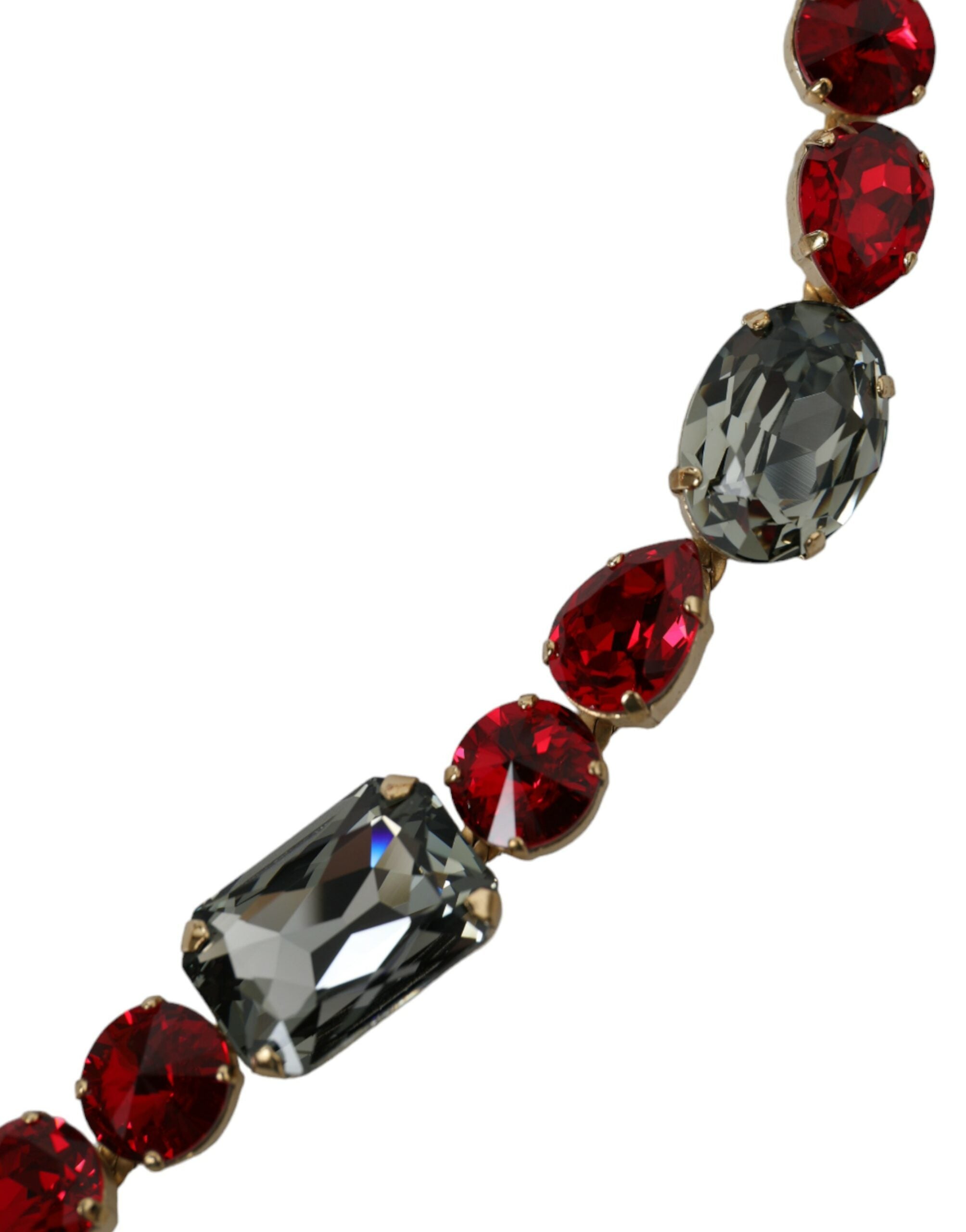 Red Leather Crystal Chain Waist Belt - ventzia
