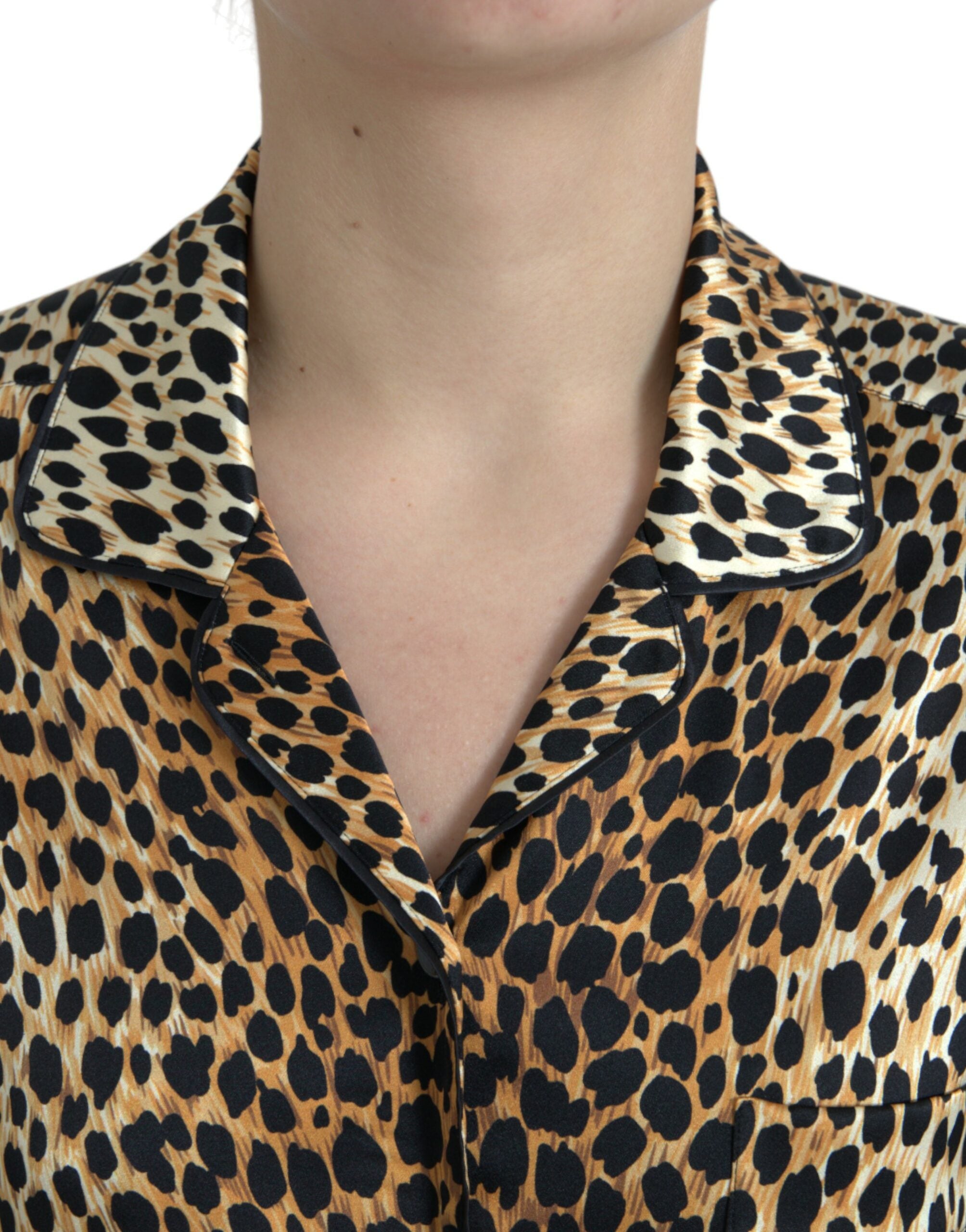 Brown Leopard Print Long Sleeves Blouse Top - ventzia