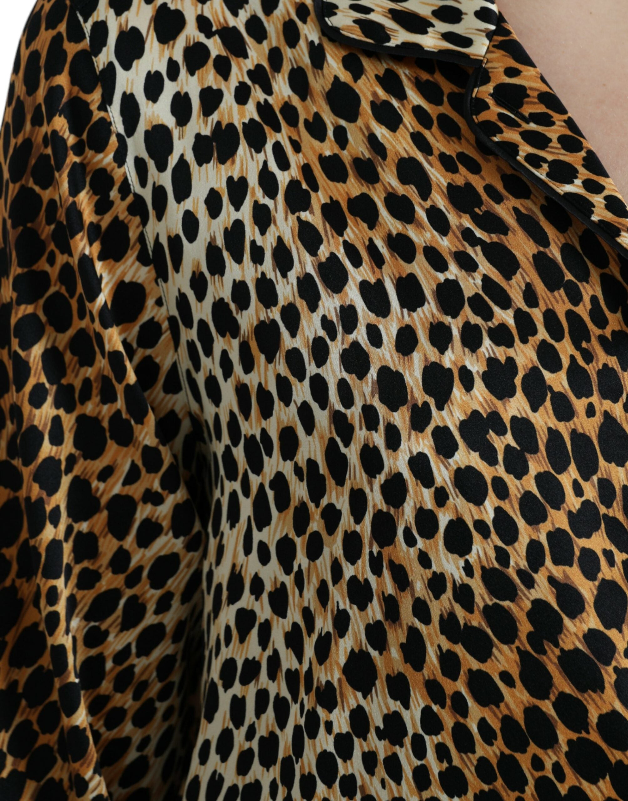 Brown Leopard Print Long Sleeves Blouse Top - ventzia