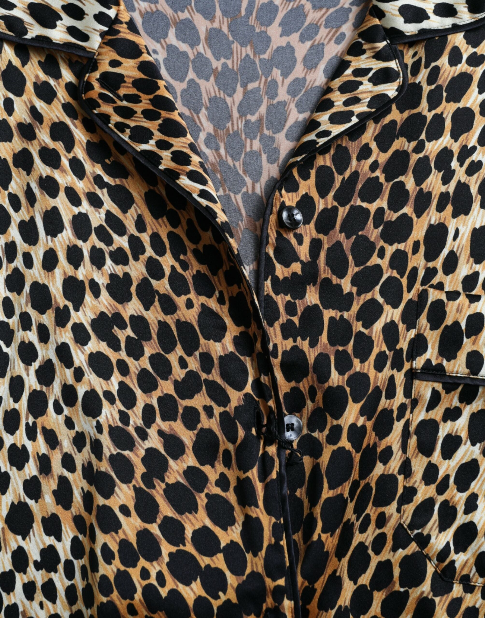 Brown Leopard Print Long Sleeves Blouse Top - ventzia
