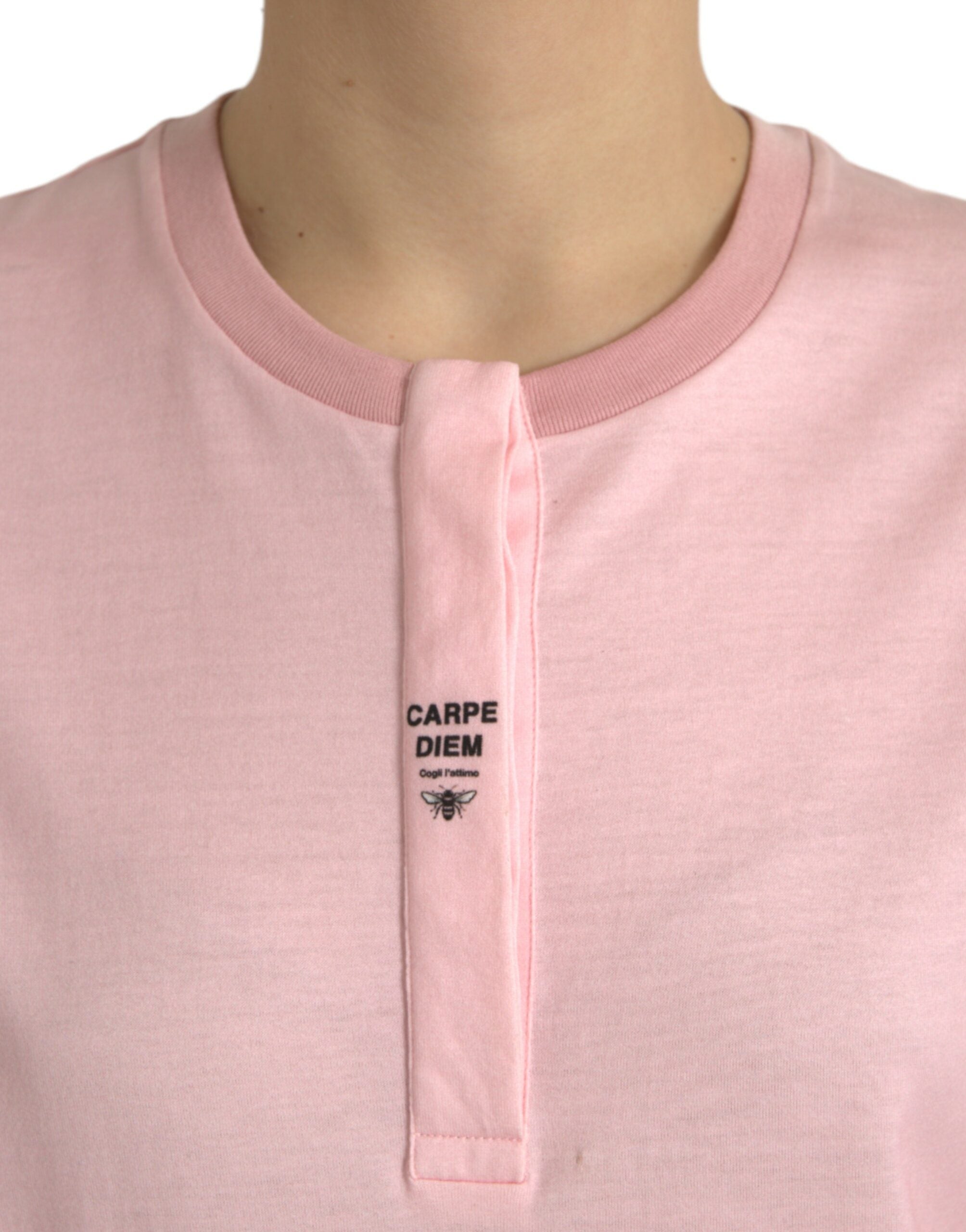 Pink Floral Print Cotton Short Sleeves T-shirt - ventzia
