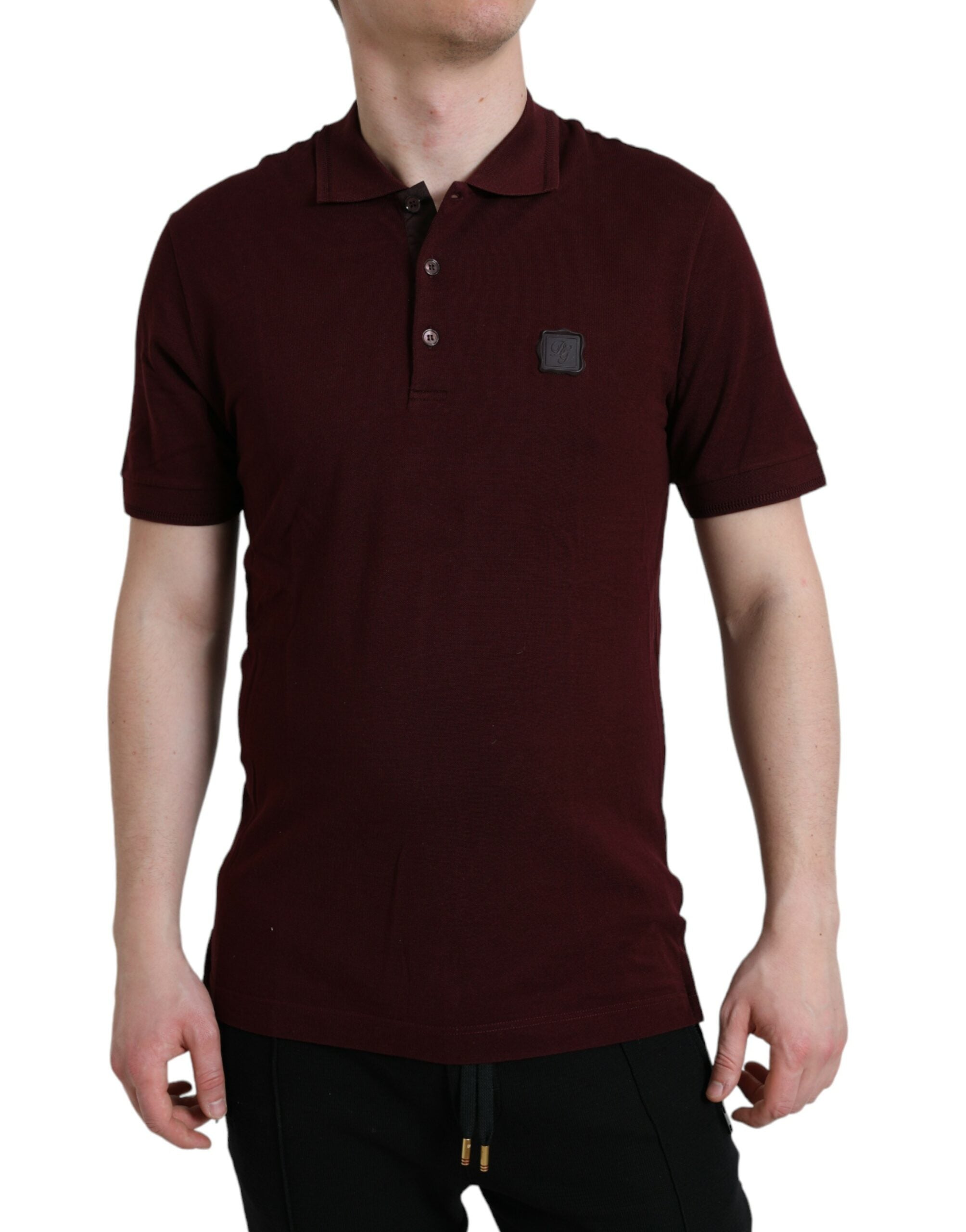 Maroon Collared Short Sleeves Polo T-shirt - ventzia