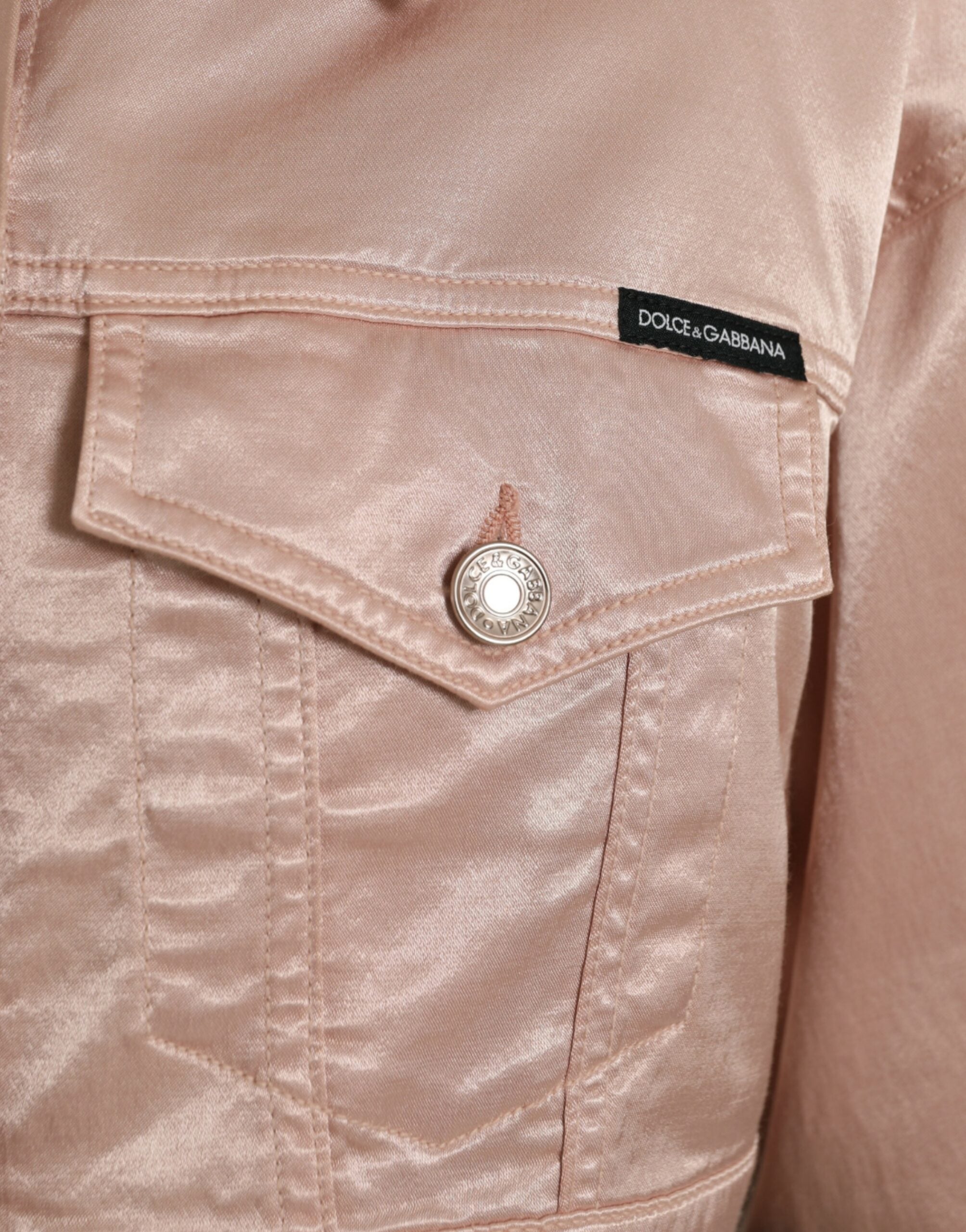 Pink Cotton Stretch Collared Cropped Jacket - ventzia