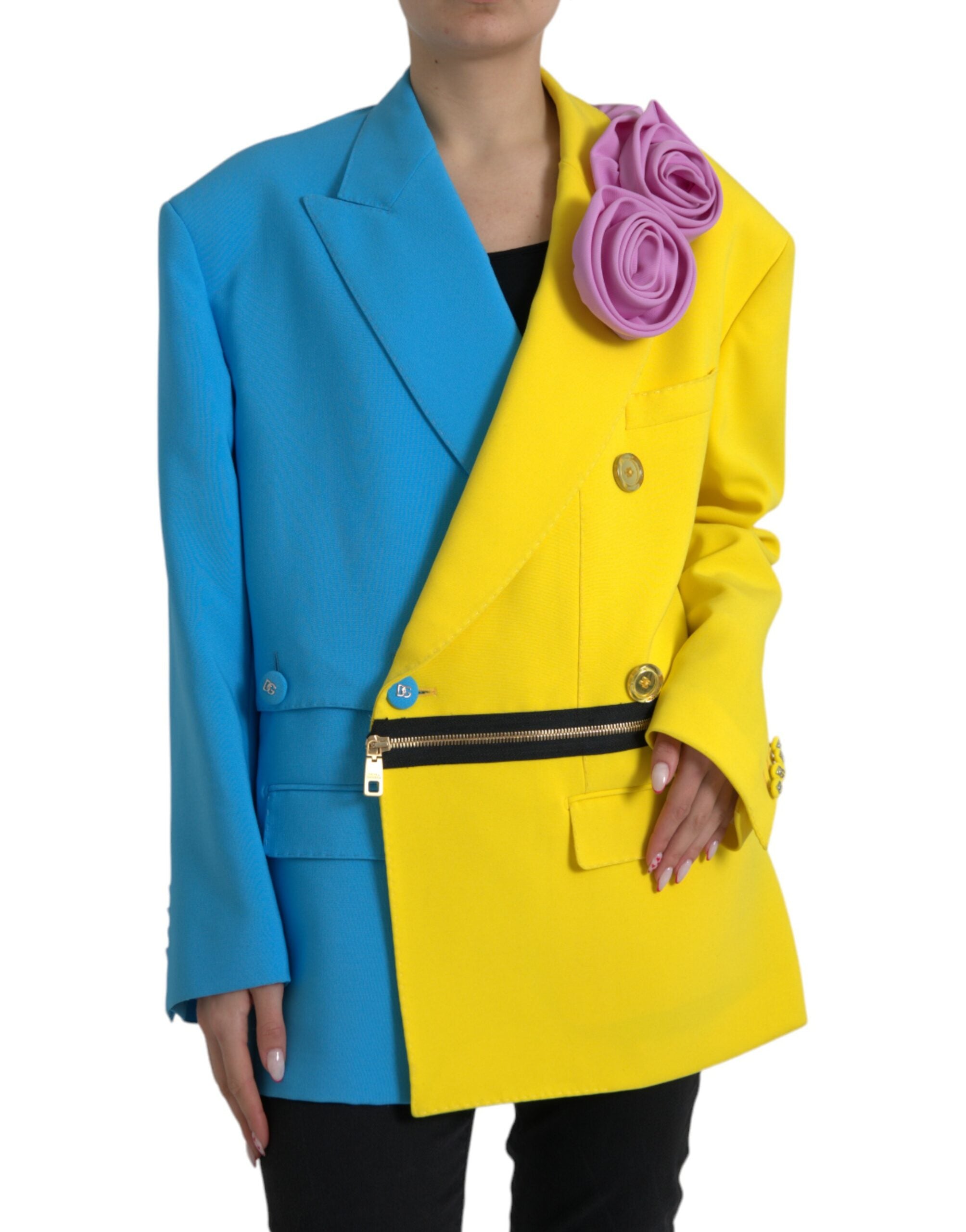 Multicolor Patchwork Floral Appliques Coat Jacket - ventzia