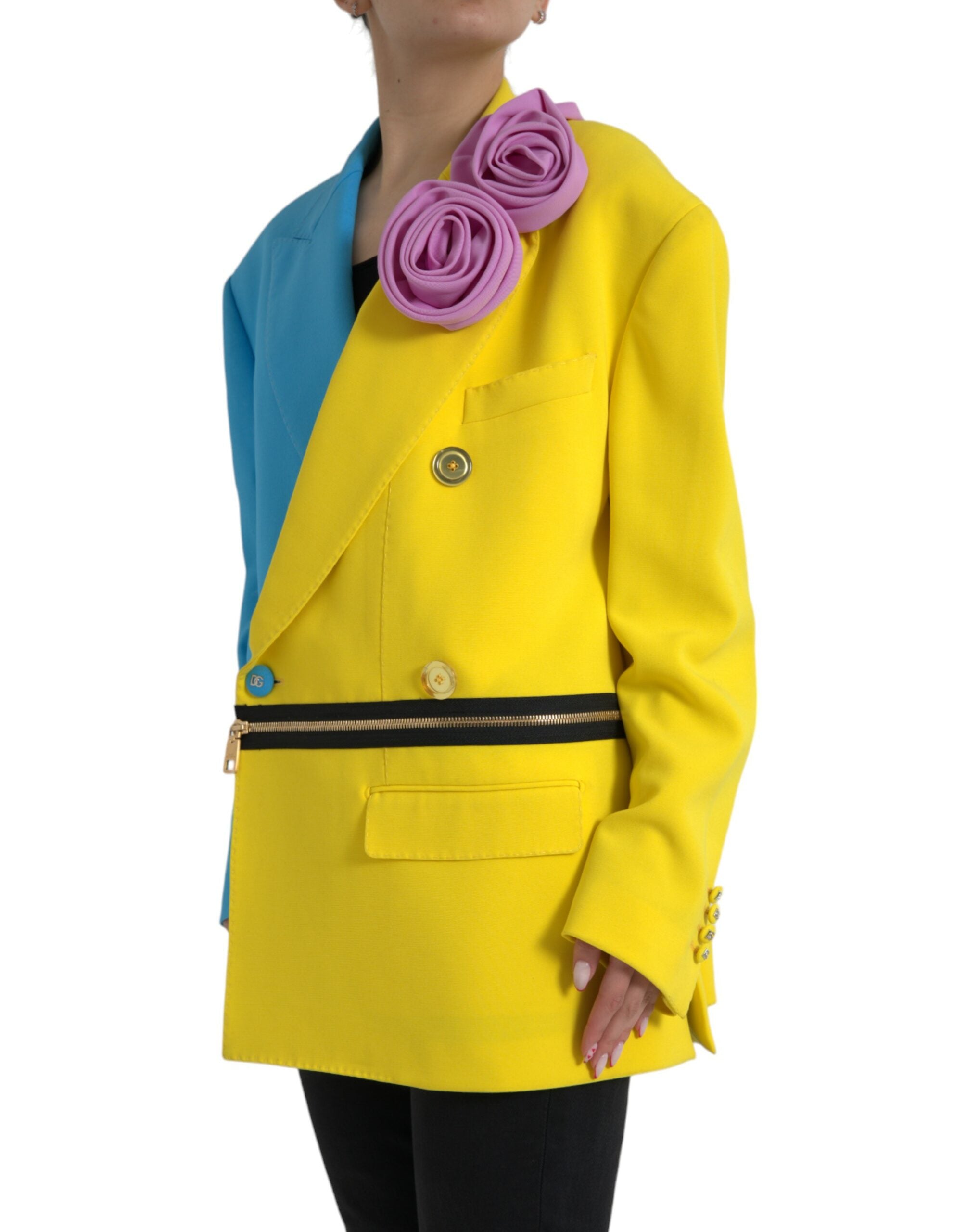 Multicolor Patchwork Floral Appliques Coat Jacket - ventzia