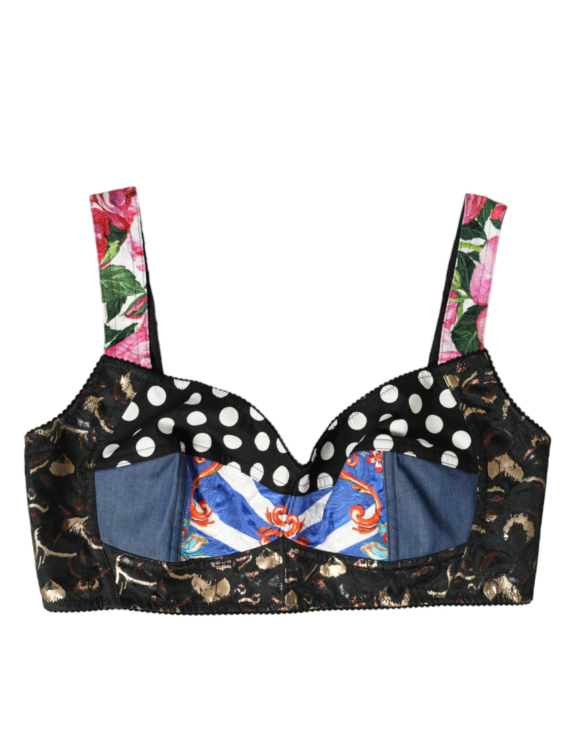 Multicolor Floral Patchwork Bustier Crop Top - ventzia