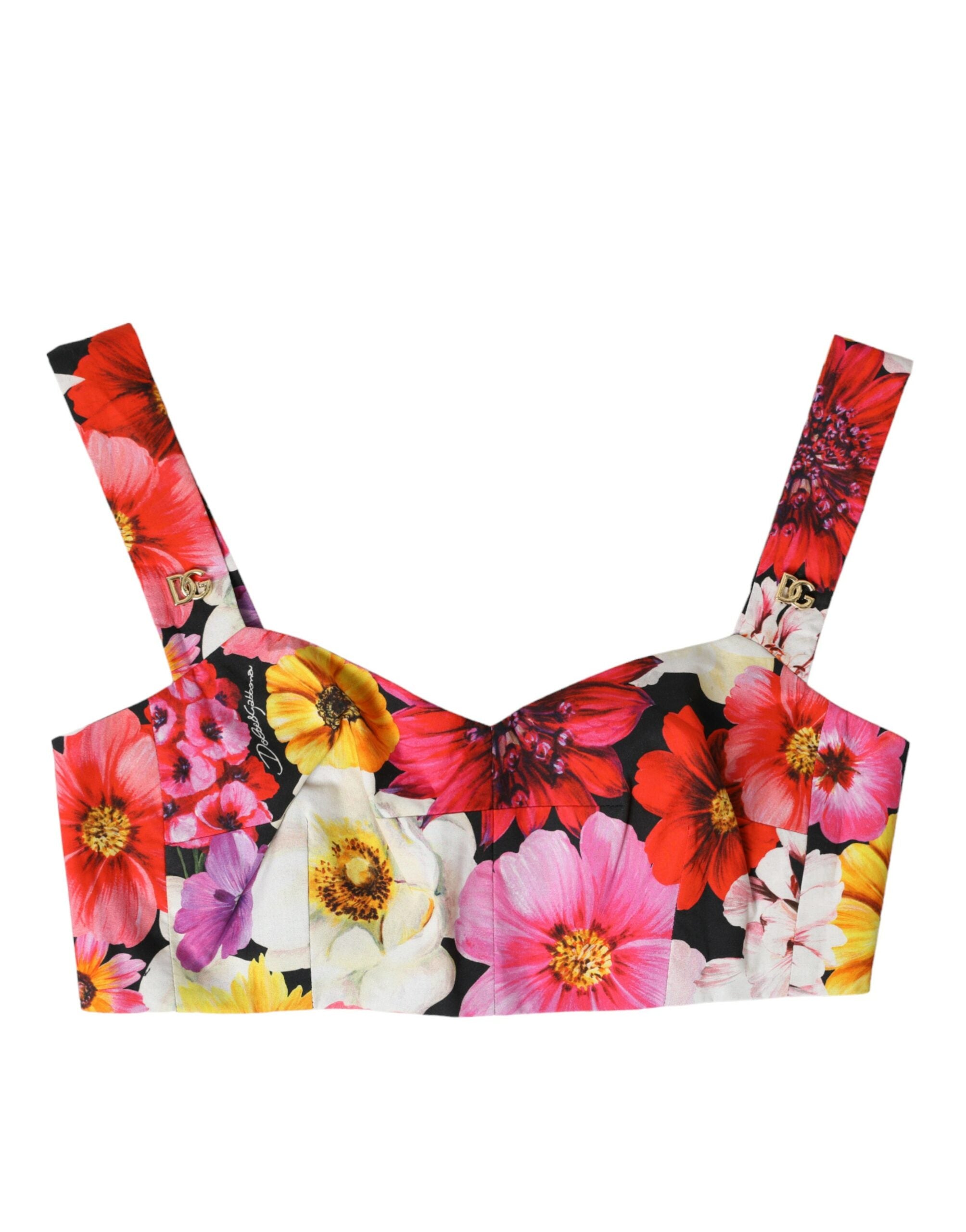 Multicolor Floral Sleeveless Bustier Crop Top - ventzia