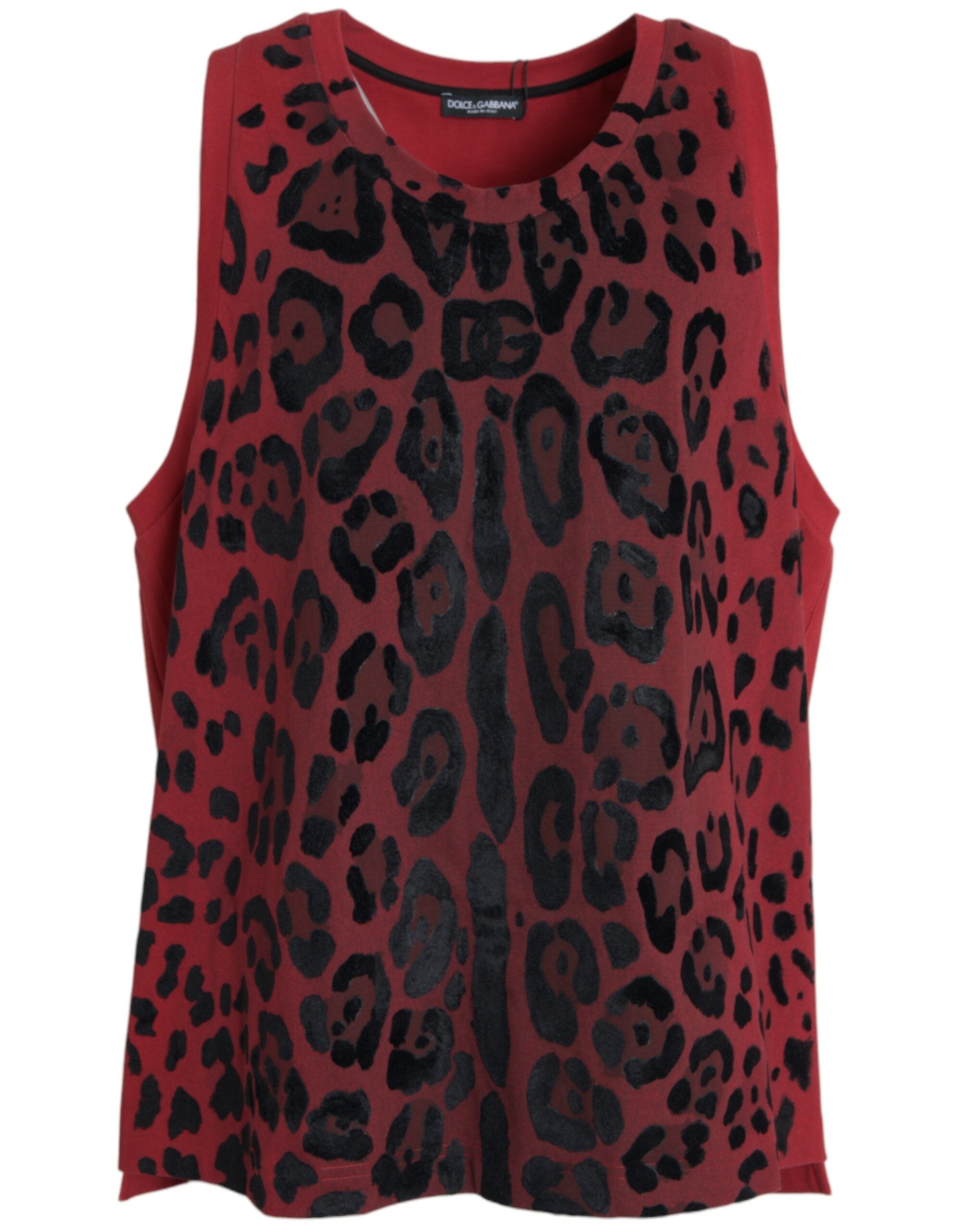 Red Leopard Print Sleeveless Tank T-shirt - ventzia