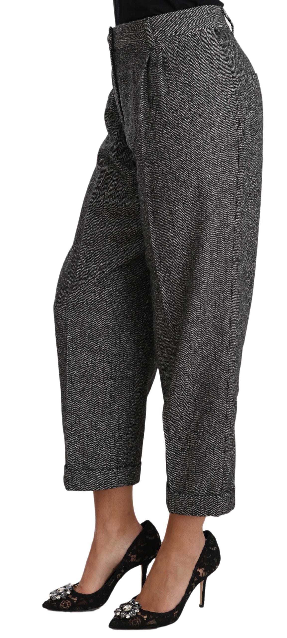 Elegant Gray Wool-Blend Trousers - ventzia
