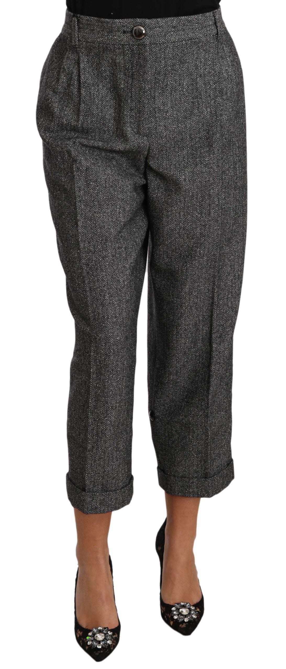 Elegant Gray Wool-Blend Trousers - ventzia