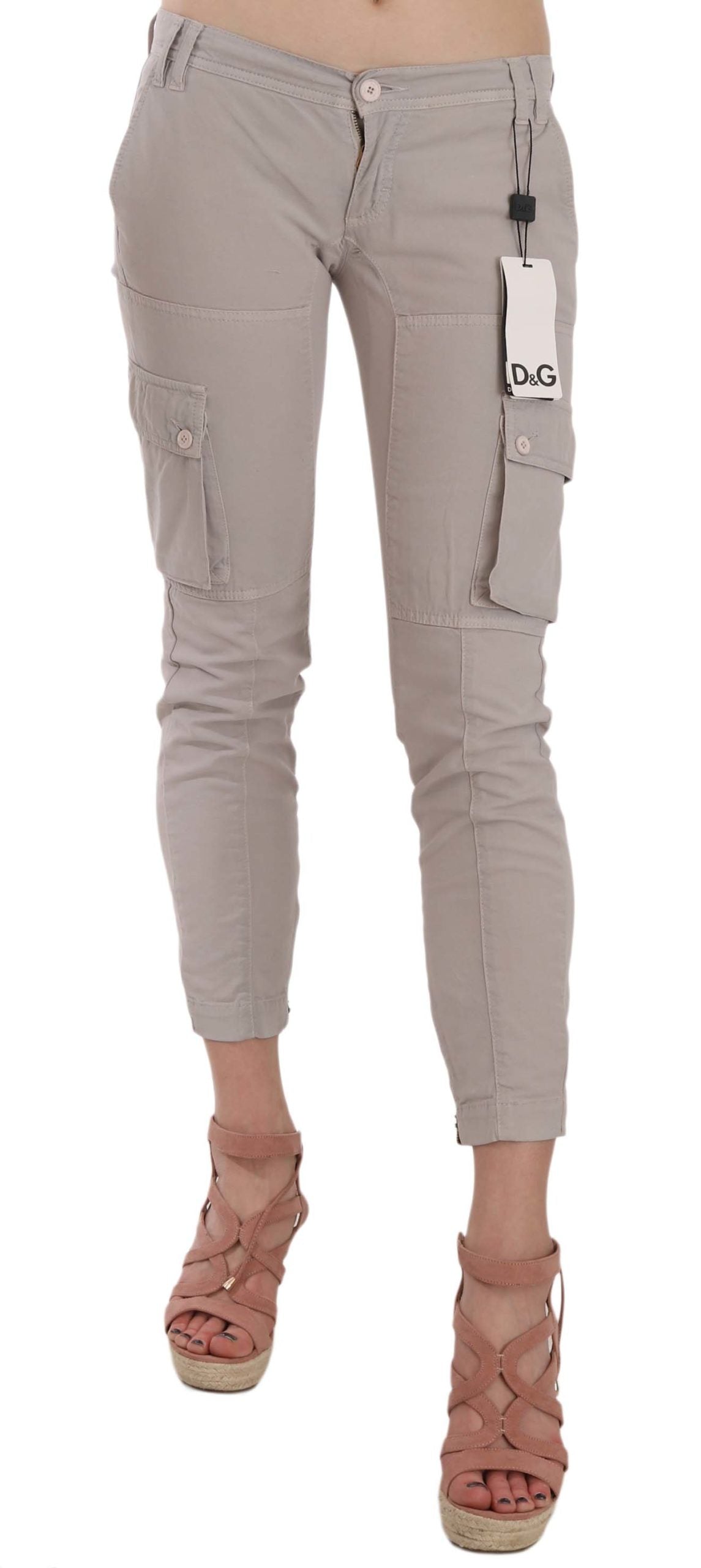 Chic Khaki Cotton Blend Trousers - ventzia