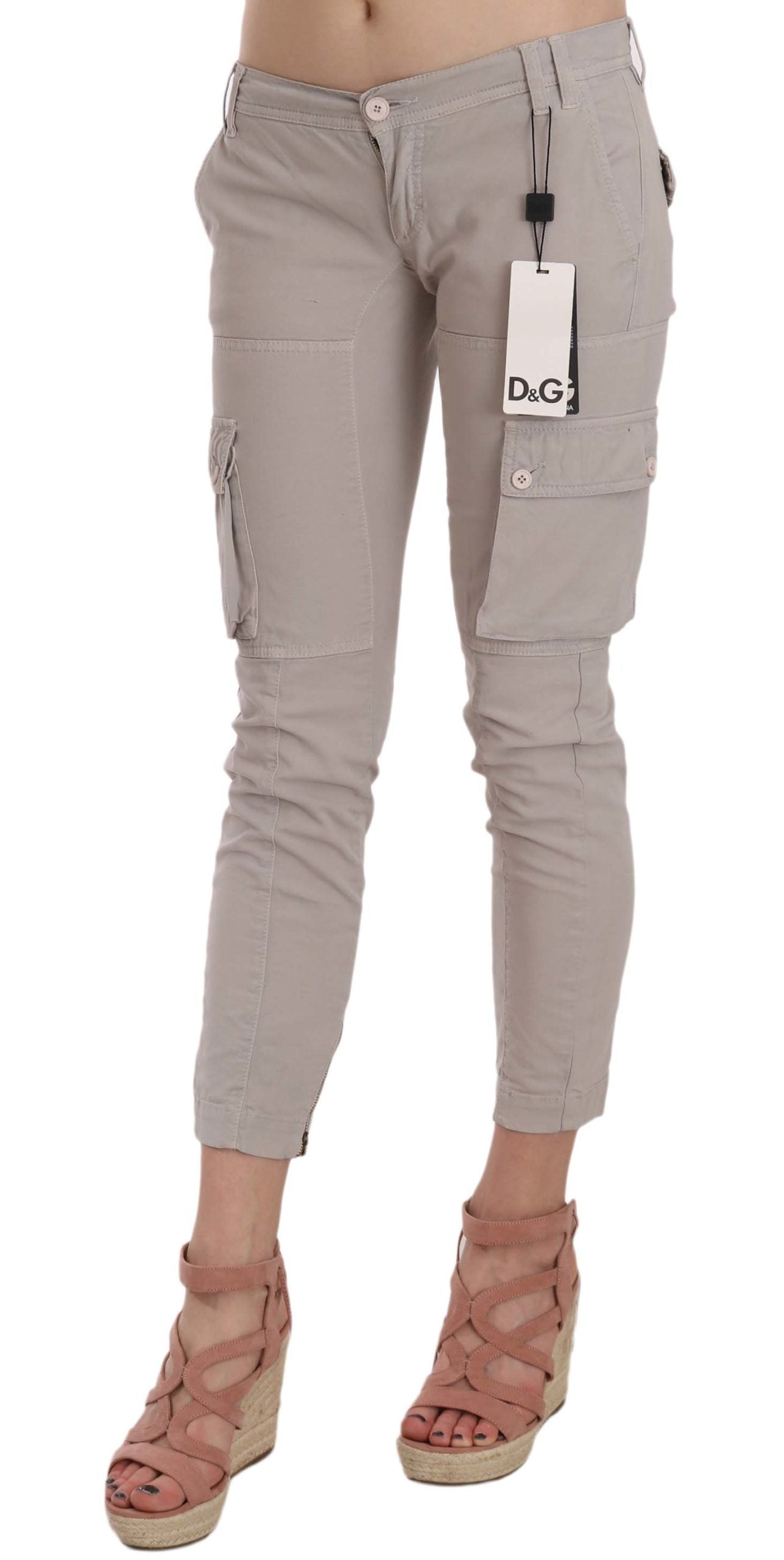 Chic Khaki Cotton Blend Trousers - ventzia