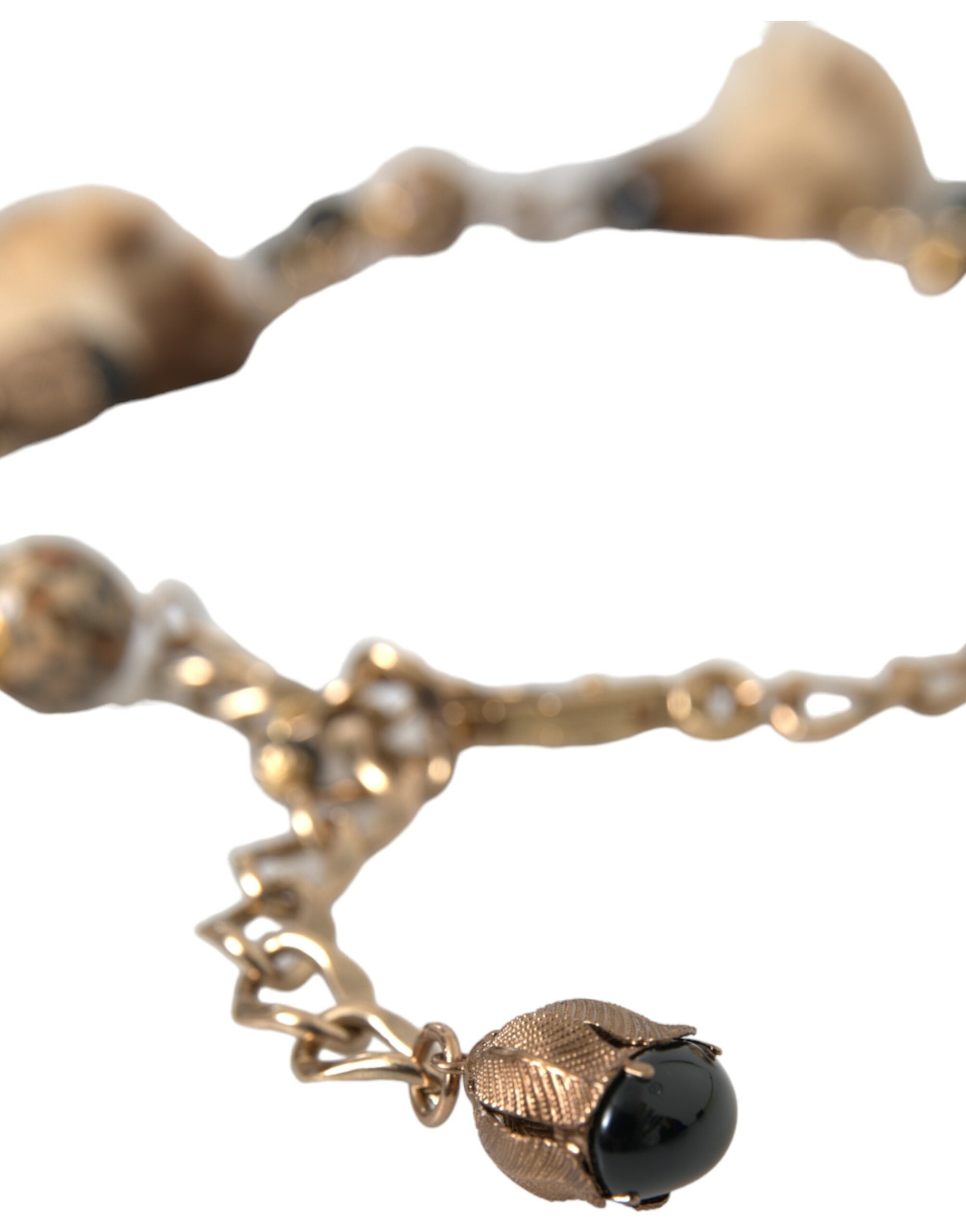 Gold Brass Leopard Fur Pearl Collier Chain Belt - ventzia
