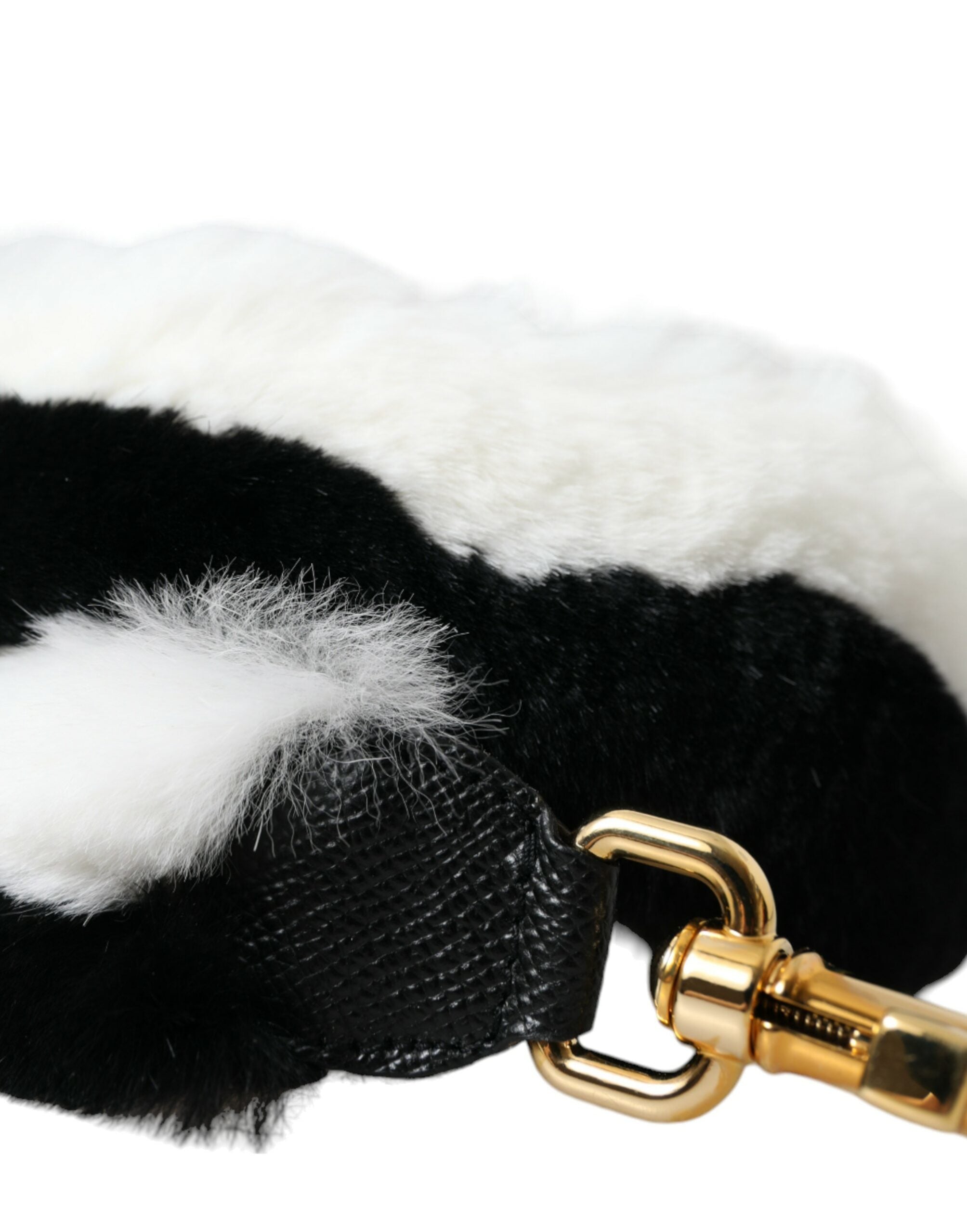 Black White Lapin Fur Accessory Shoulder Strap - ventzia