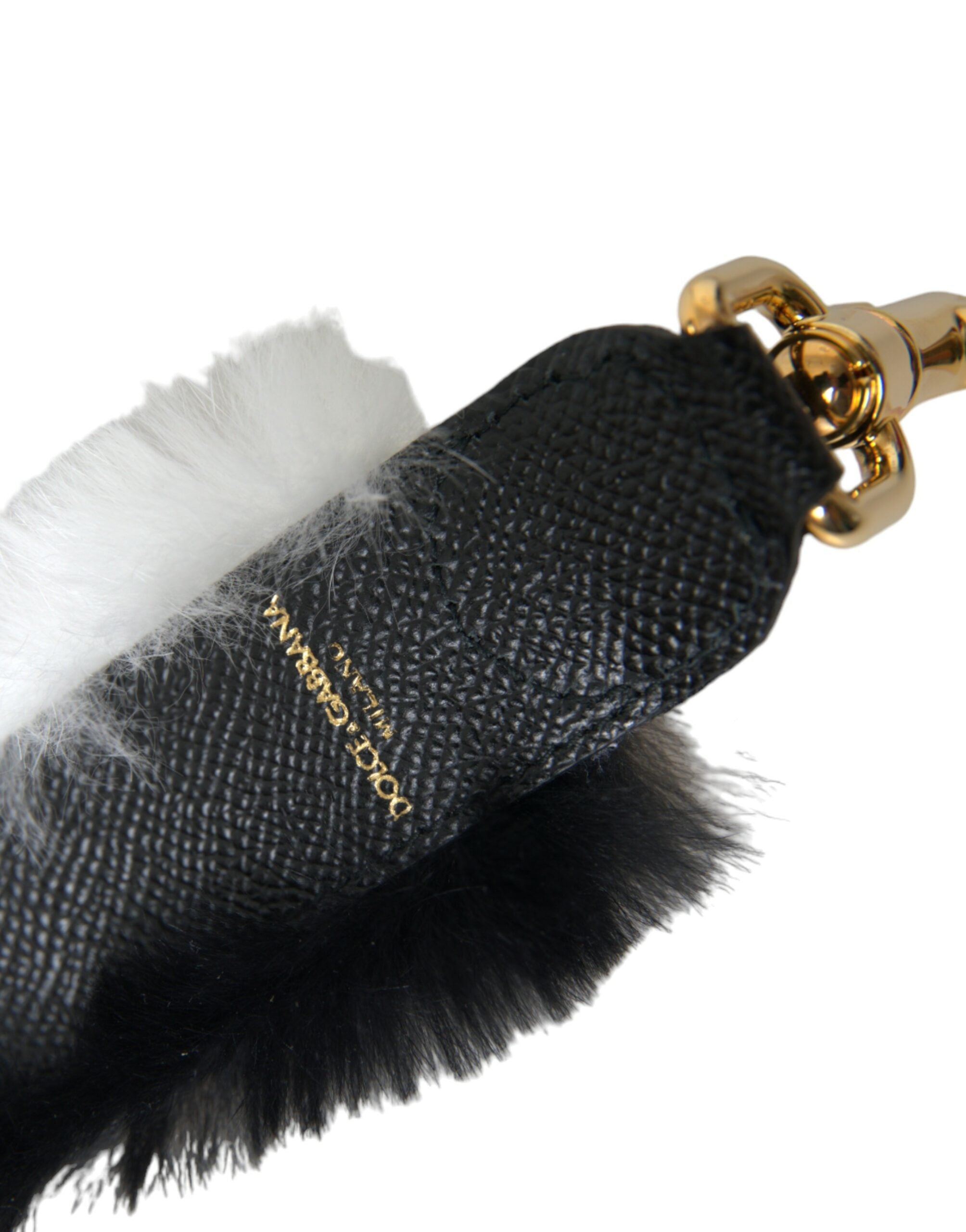 Black White Lapin Fur Accessory Shoulder Strap - ventzia