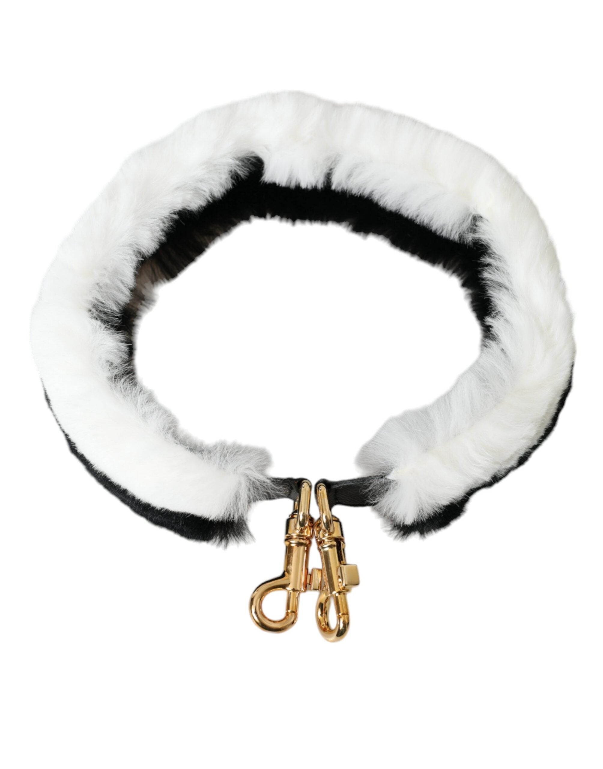 Black White Lapin Fur Accessory Shoulder Strap - ventzia