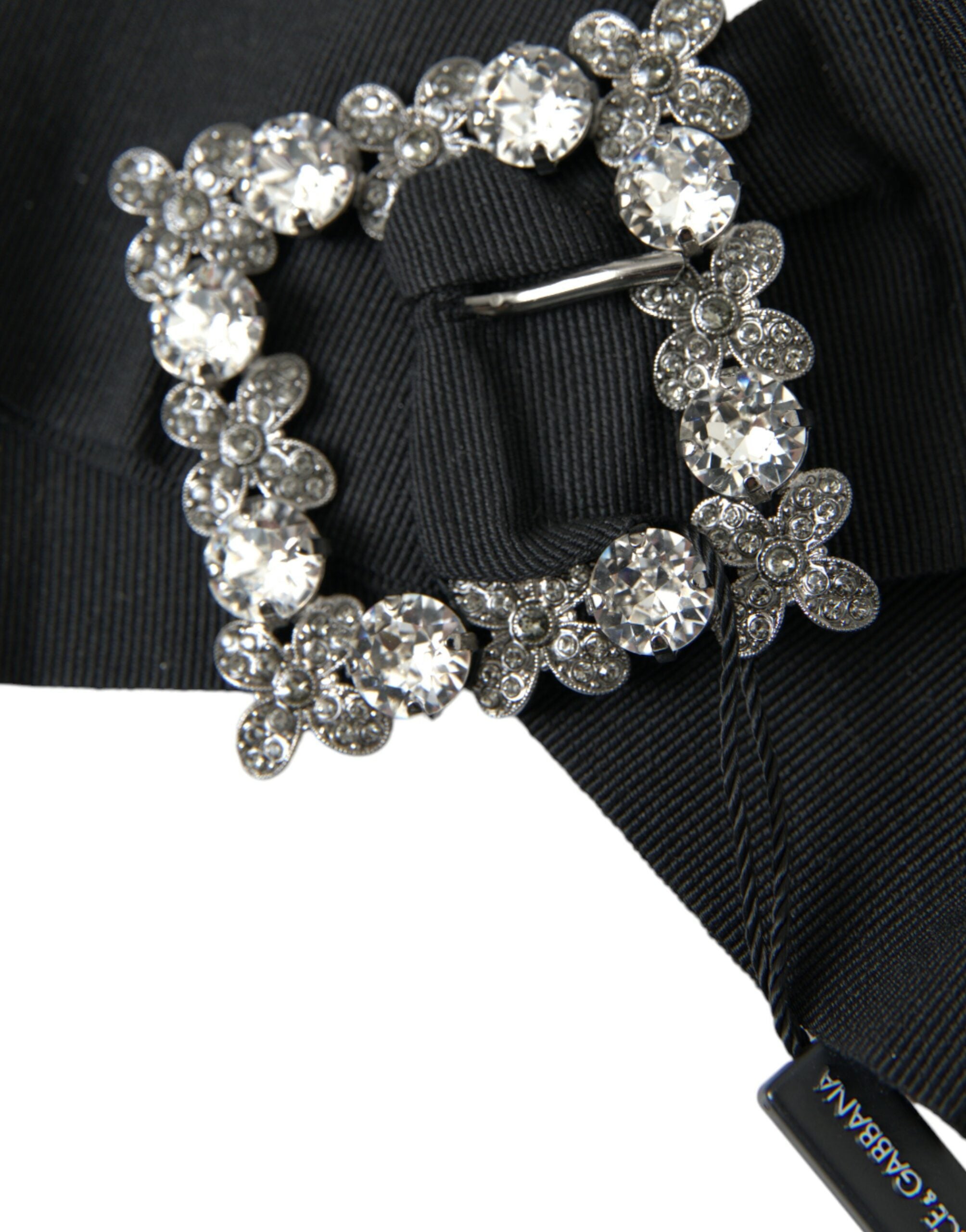 Black Swarovski Crystal Embellished Hair Clip - ventzia