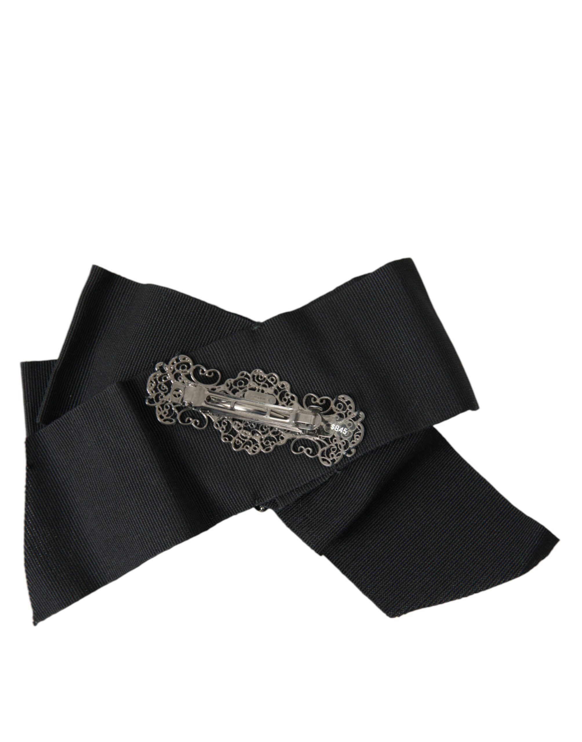 Black Swarovski Crystal Embellished Hair Clip - ventzia