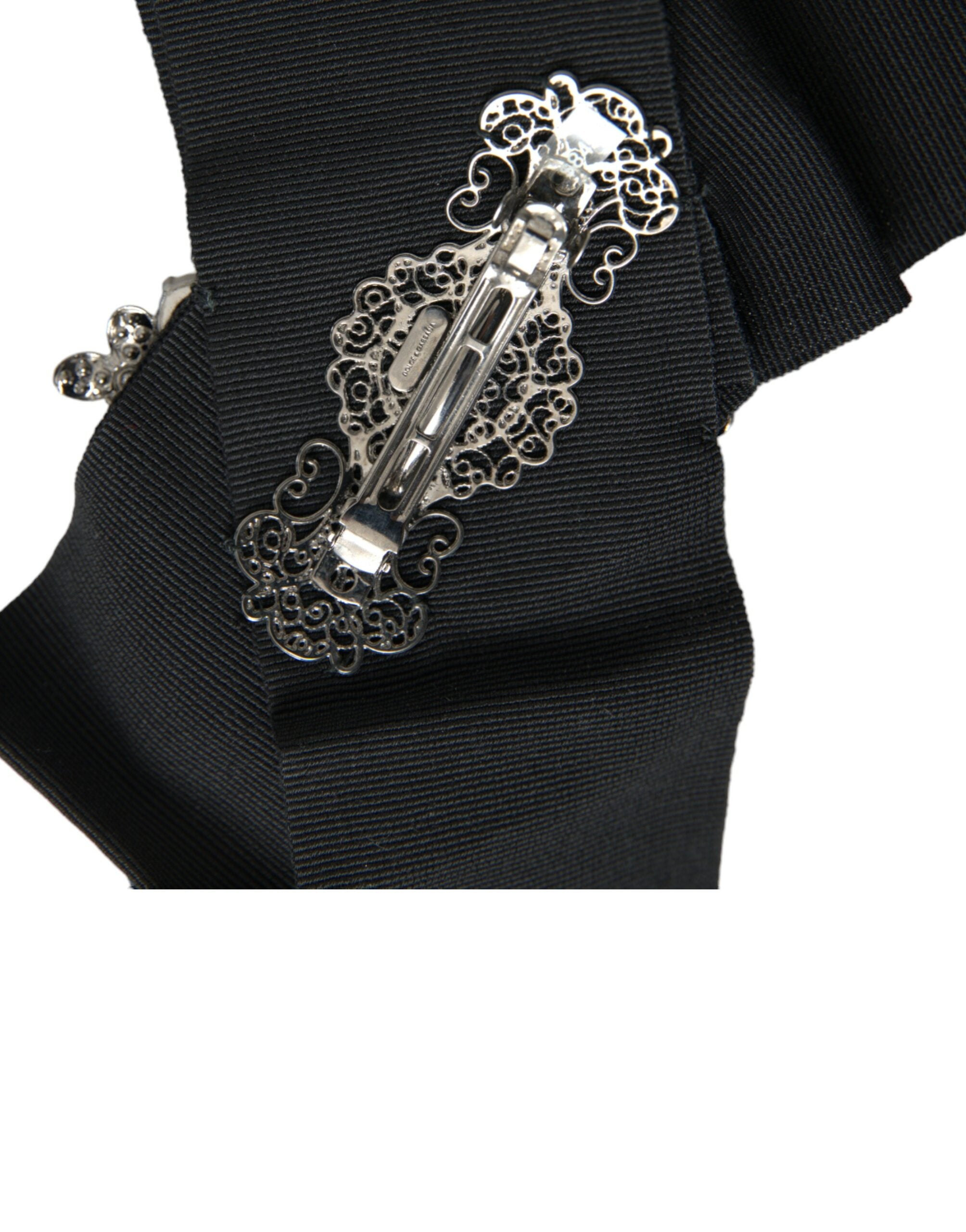Black Swarovski Crystal Embellished Hair Clip - ventzia