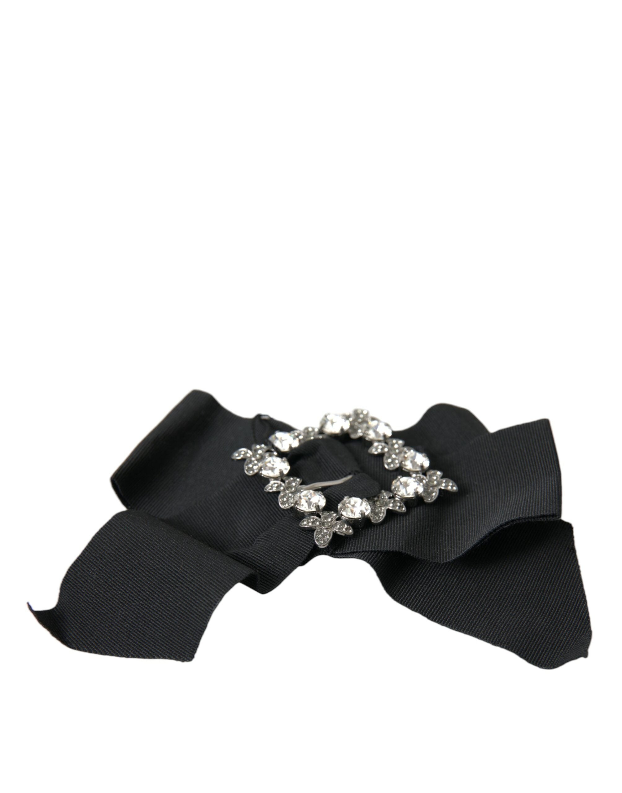 Black Swarovski Crystal Embellished Hair Clip - ventzia