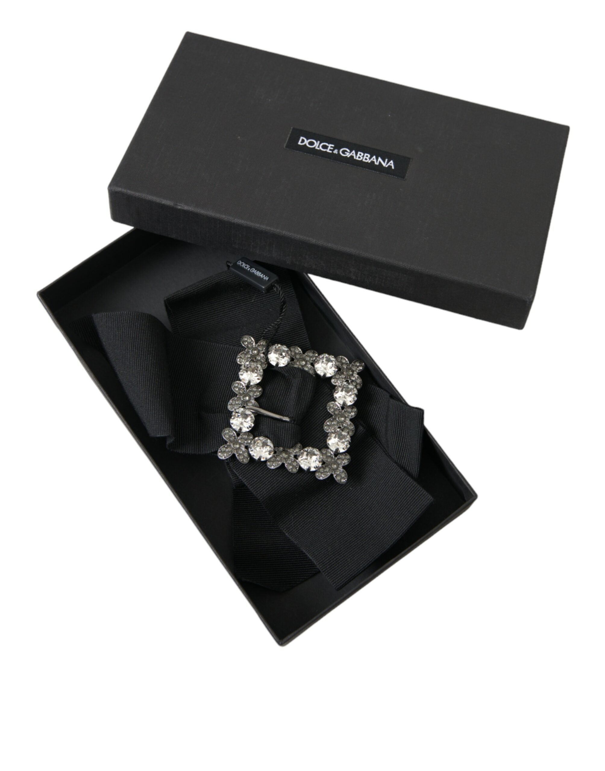 Black Swarovski Crystal Embellished Hair Clip - ventzia