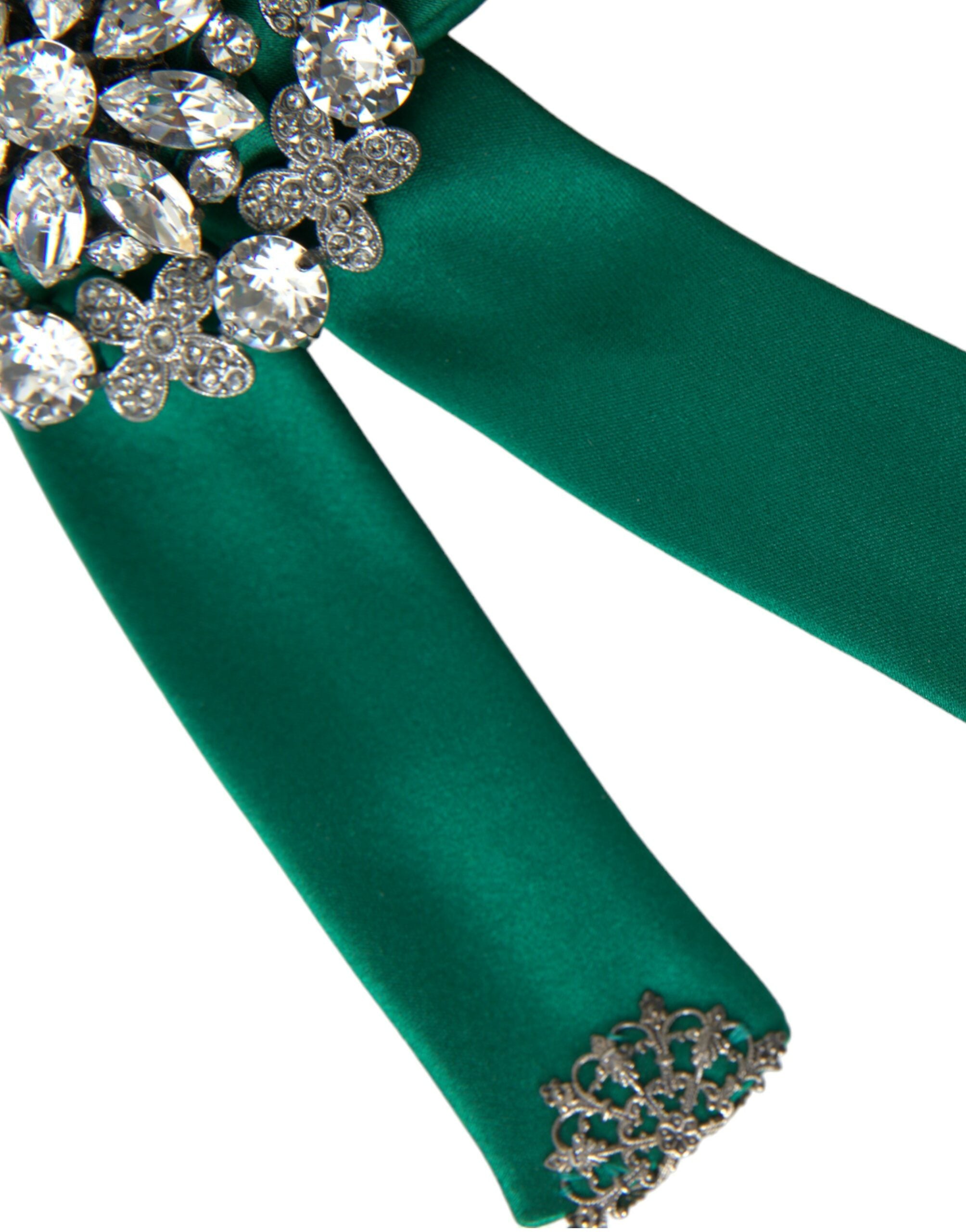 Green Satin Bird Crystal Women Hair Clip - ventzia